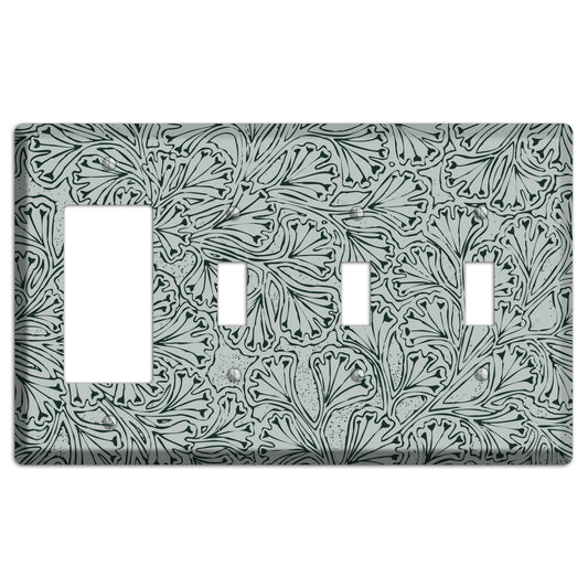 Deco Grey Interlocking Floral Rocker / 3 Toggle Wallplate