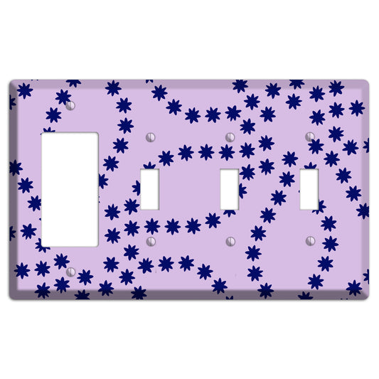 Lavender with Purple Constellation Rocker / 3 Toggle Wallplate