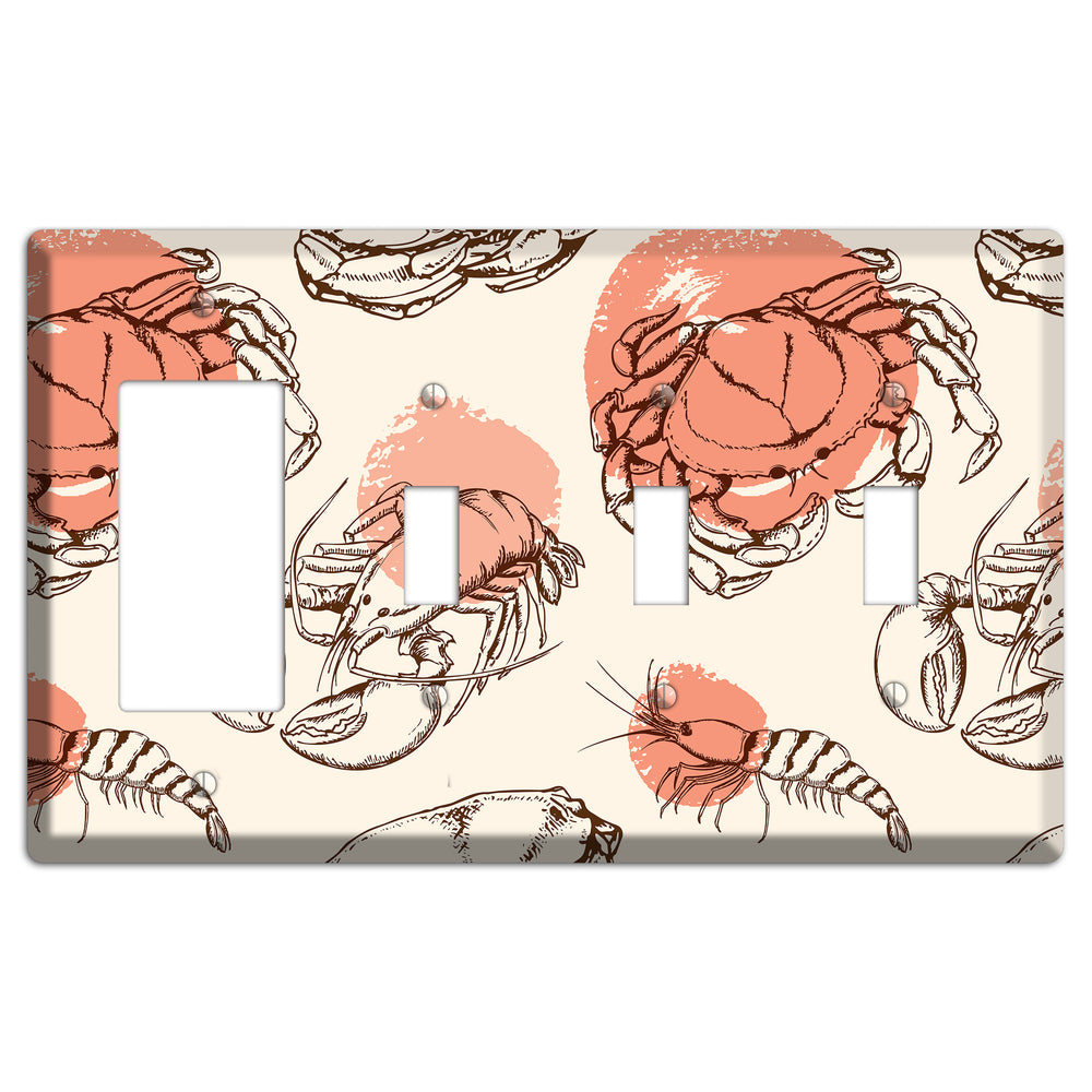 Red Crab Rocker / 3 Toggle Wallplate