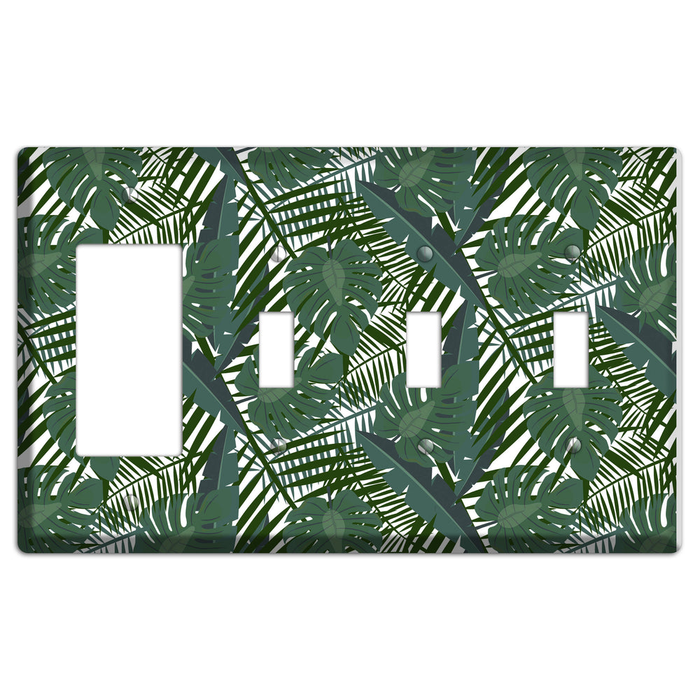 Leaves Style Q Rocker / 3 Toggle Wallplate