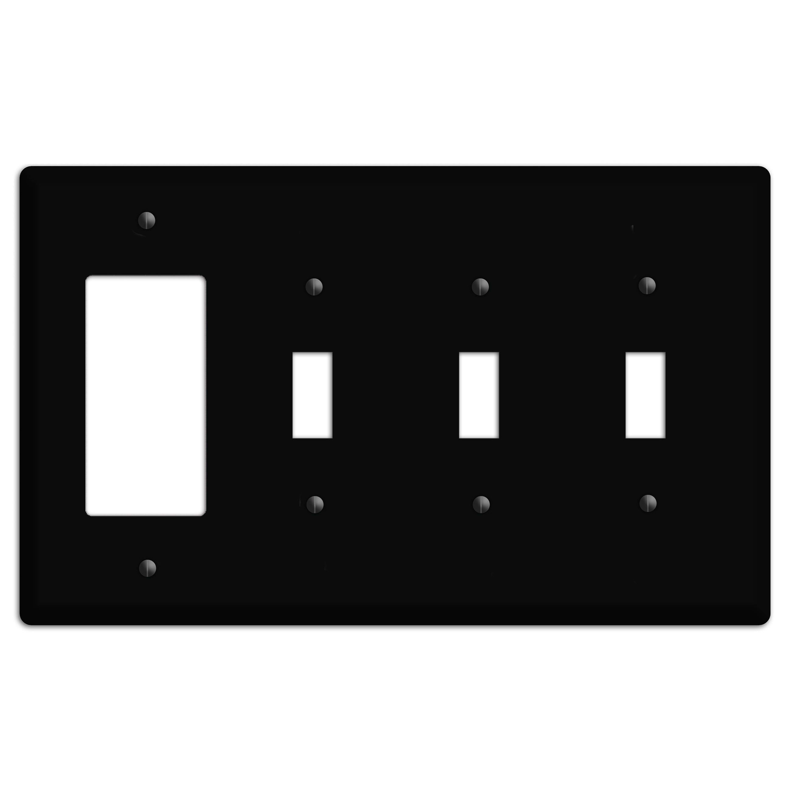 Satin Black Metal Rocker / 3 Toggle Wallplate
