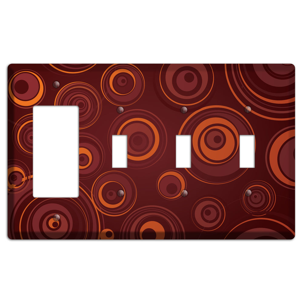 Brown Circles Rocker / 3 Toggle Wallplate