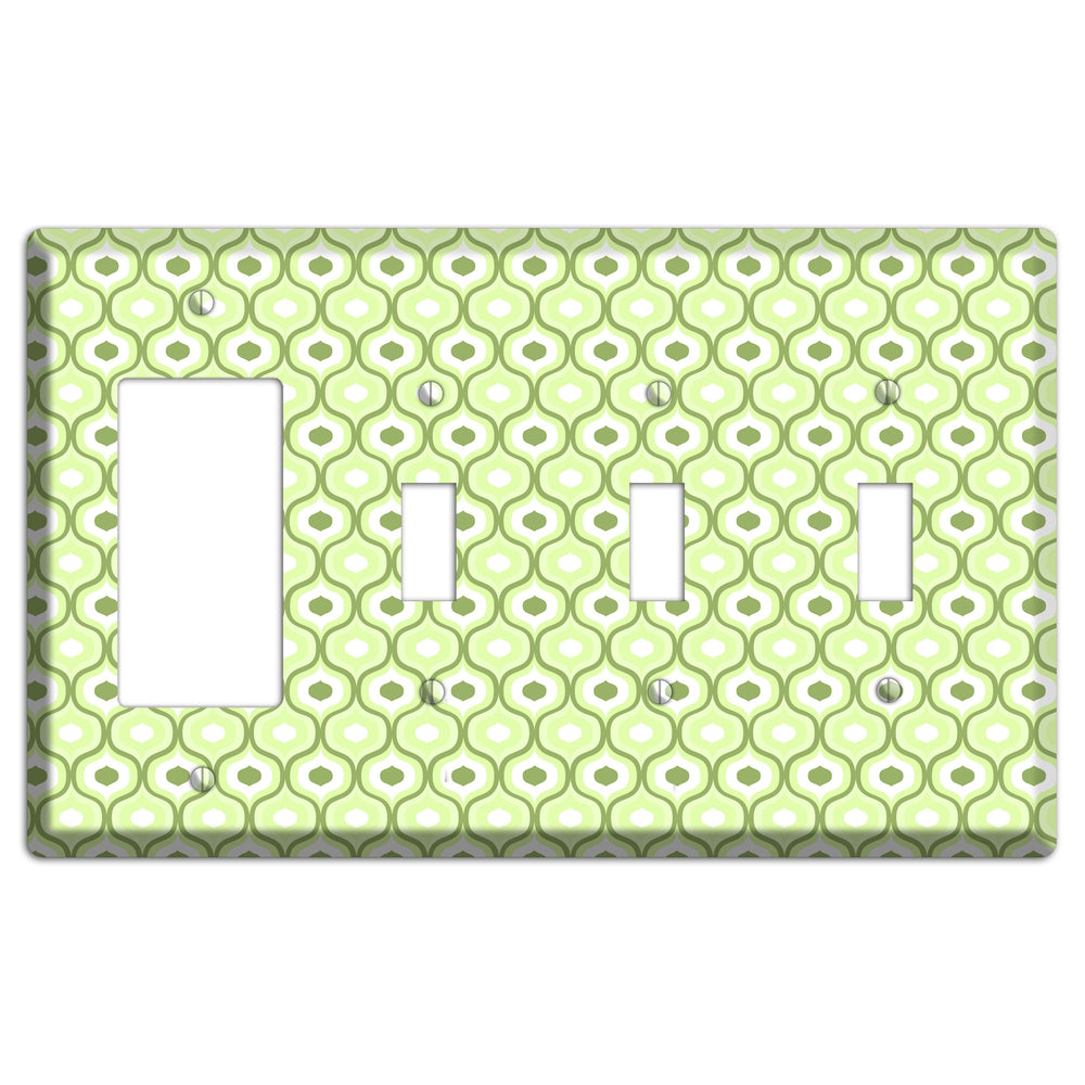 Multi Green Double Scallop Rocker / 3 Toggle Wallplate