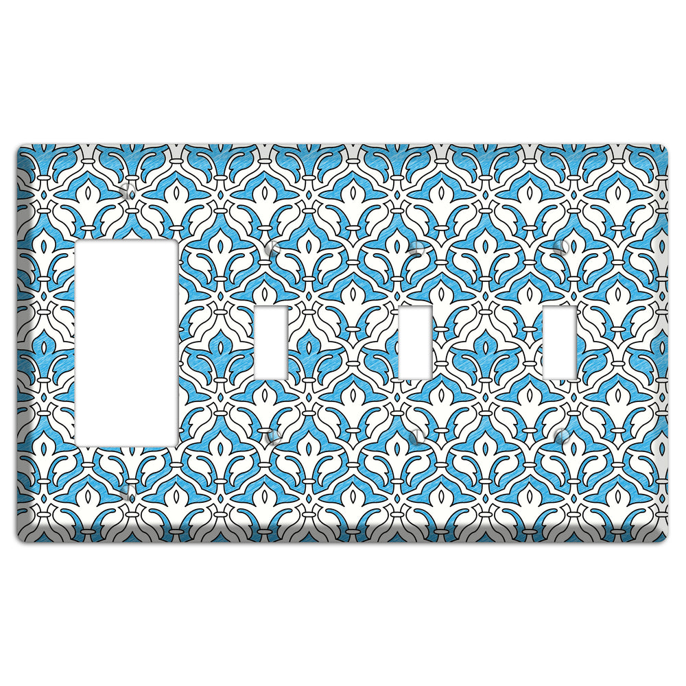 Blue Scallop Tapestry Rocker / 3 Toggle Wallplate