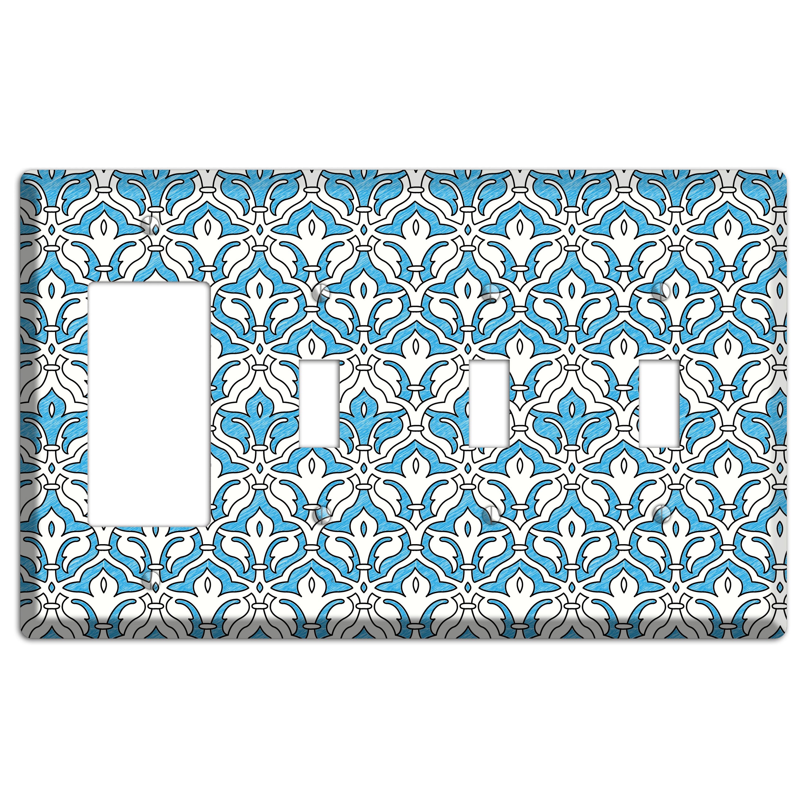 Blue Scallop Tapestry Rocker / 3 Toggle Wallplate