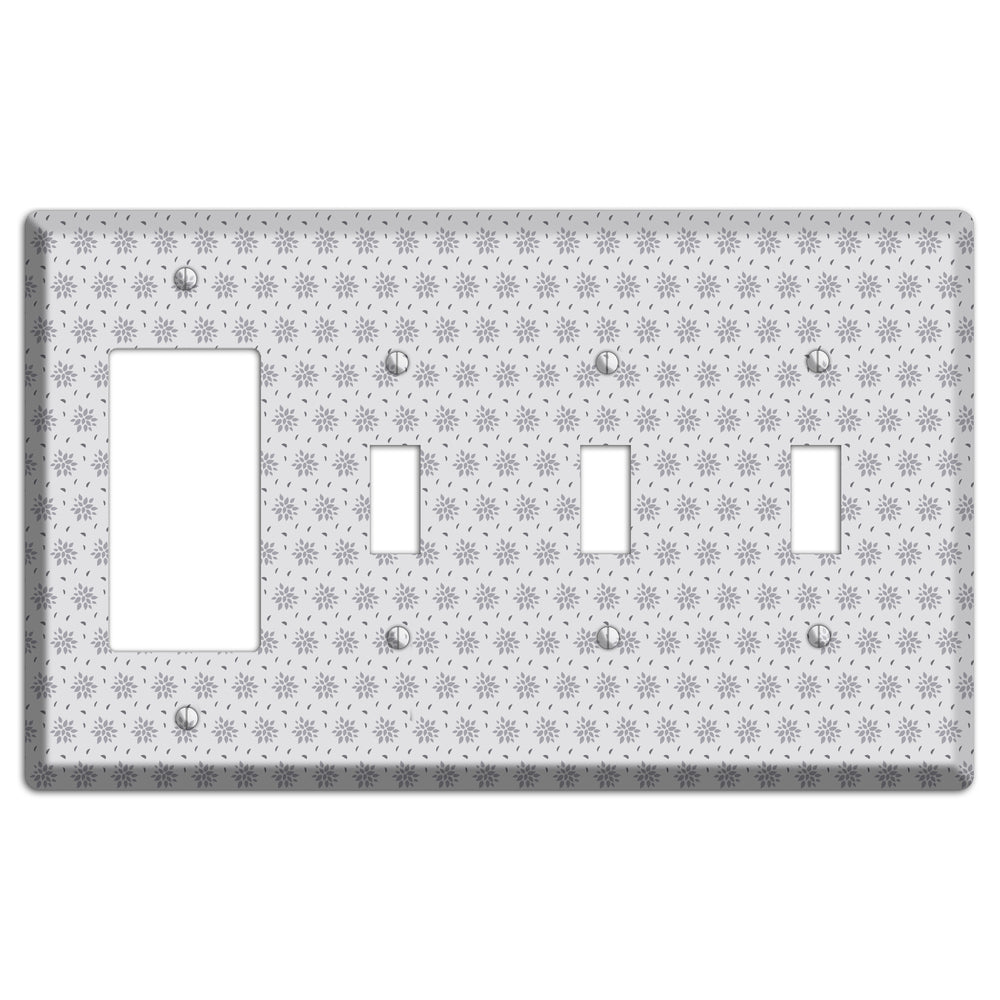Multi Grey Calico Rocker / 3 Toggle Wallplate