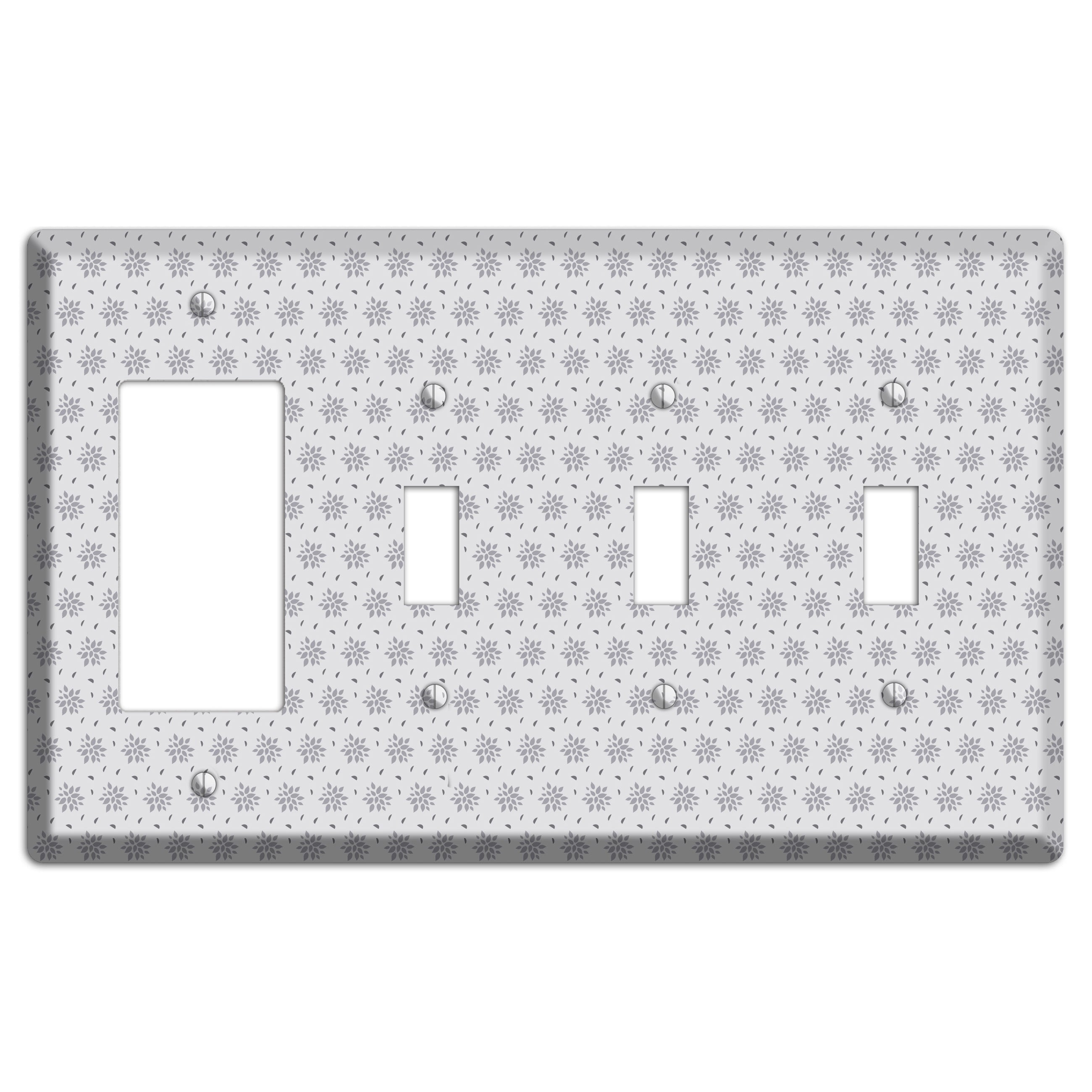 Multi Grey Calico Rocker / 3 Toggle Wallplate