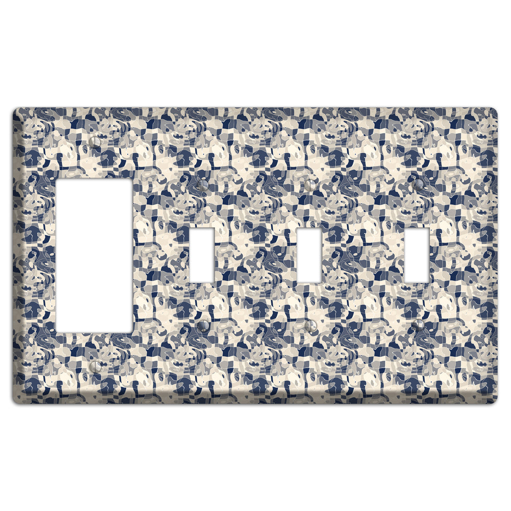 Multi Olive Bubble Dots Rocker / 3 Toggle Wallplate