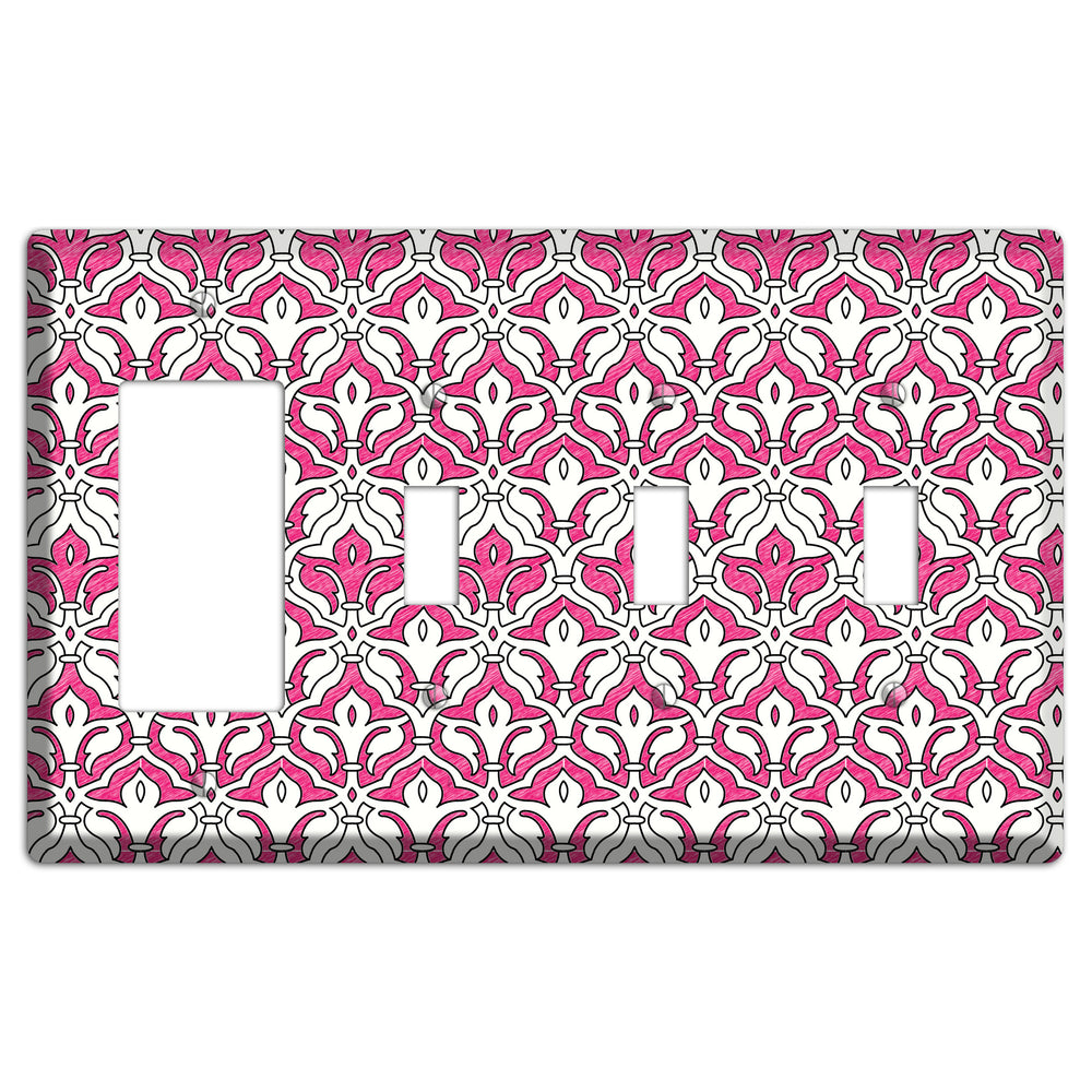 Pink Scallop Tapestry Rocker / 3 Toggle Wallplate