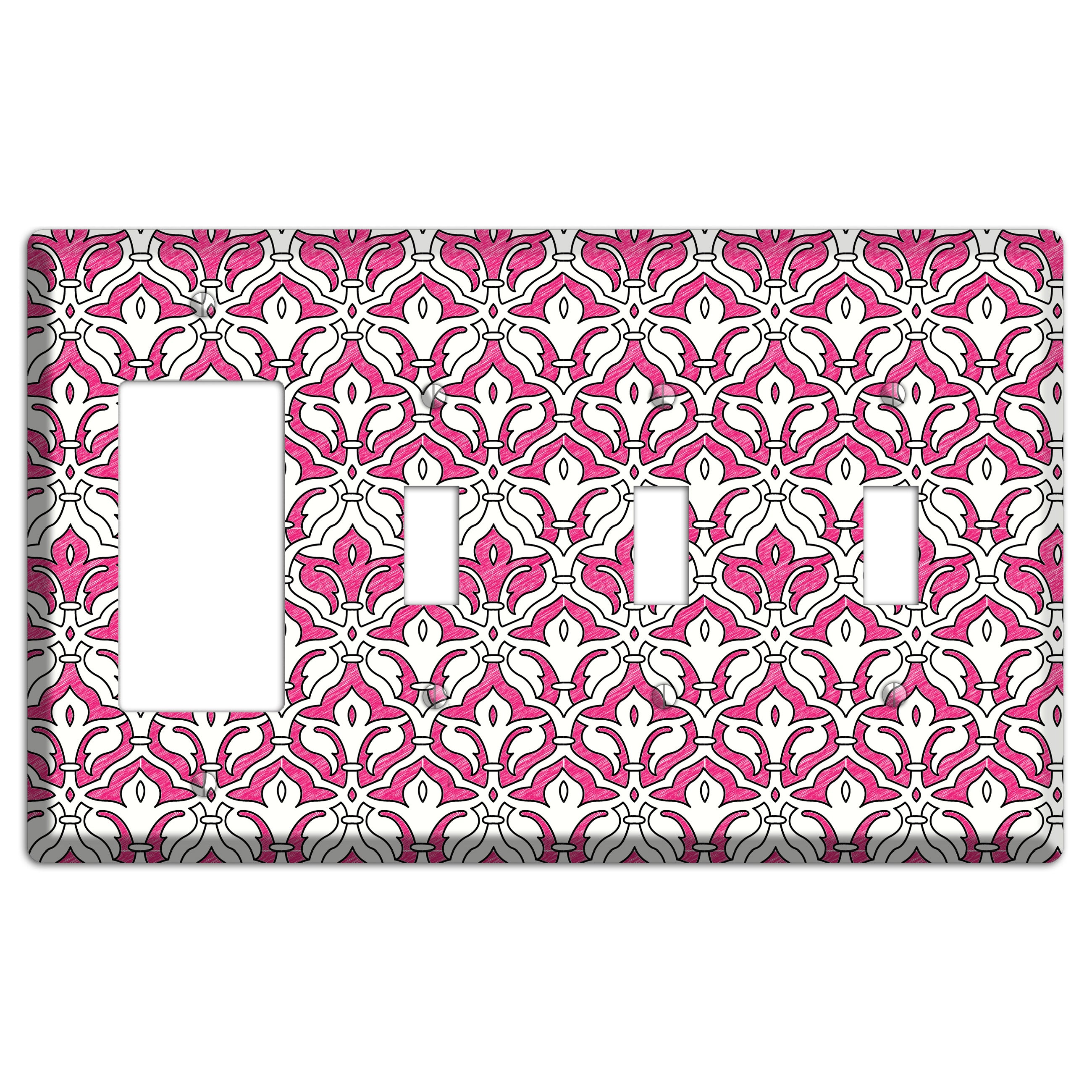 Pink Scallop Tapestry Rocker / 3 Toggle Wallplate