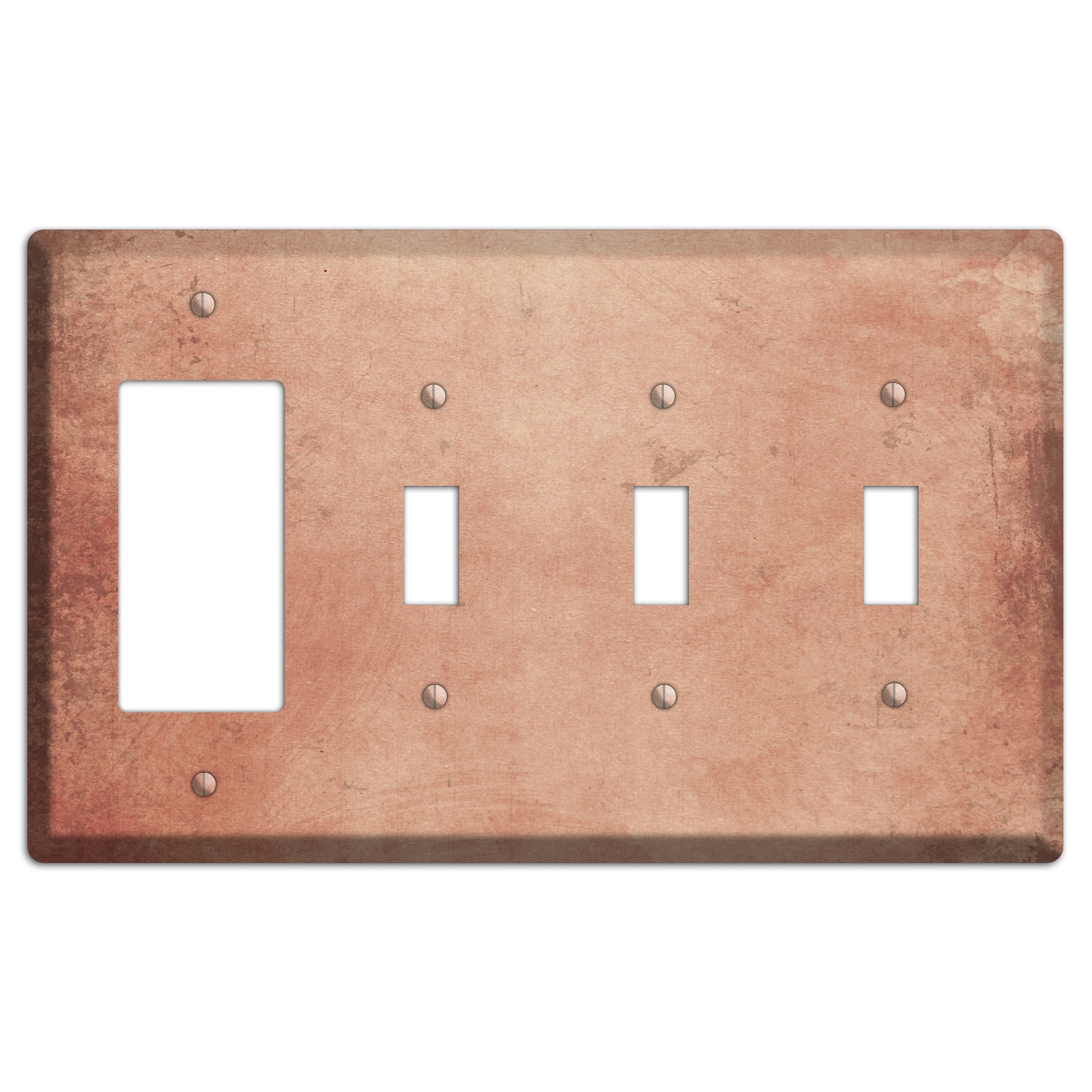 Tan Vintage Grunge Rocker / 3 Toggle Wallplate