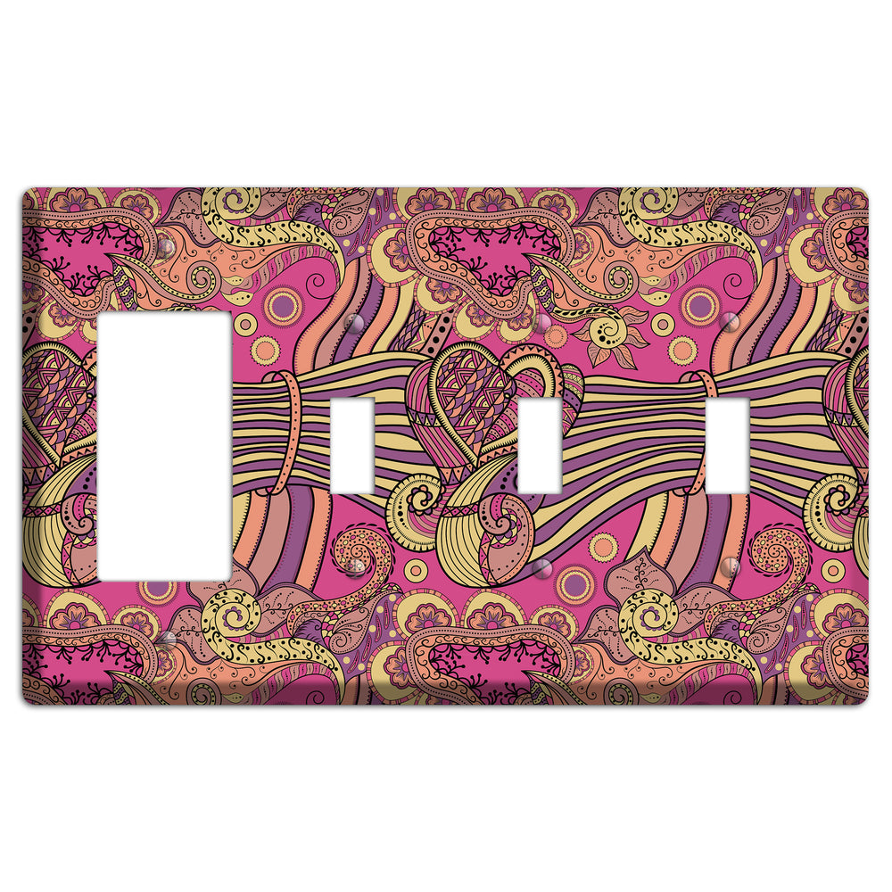 Retro Flourish 1 Rocker / 3 Toggle Wallplate