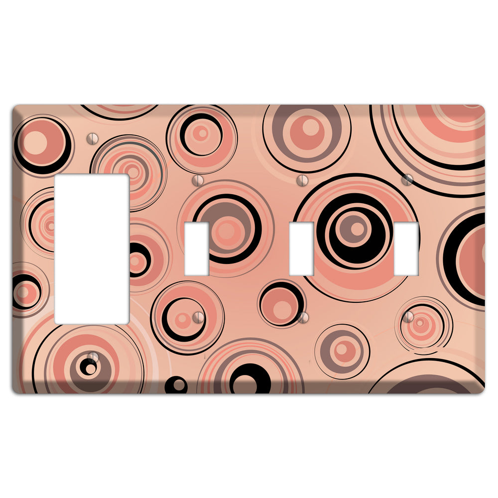 Salmon Circles Rocker / 3 Toggle Wallplate
