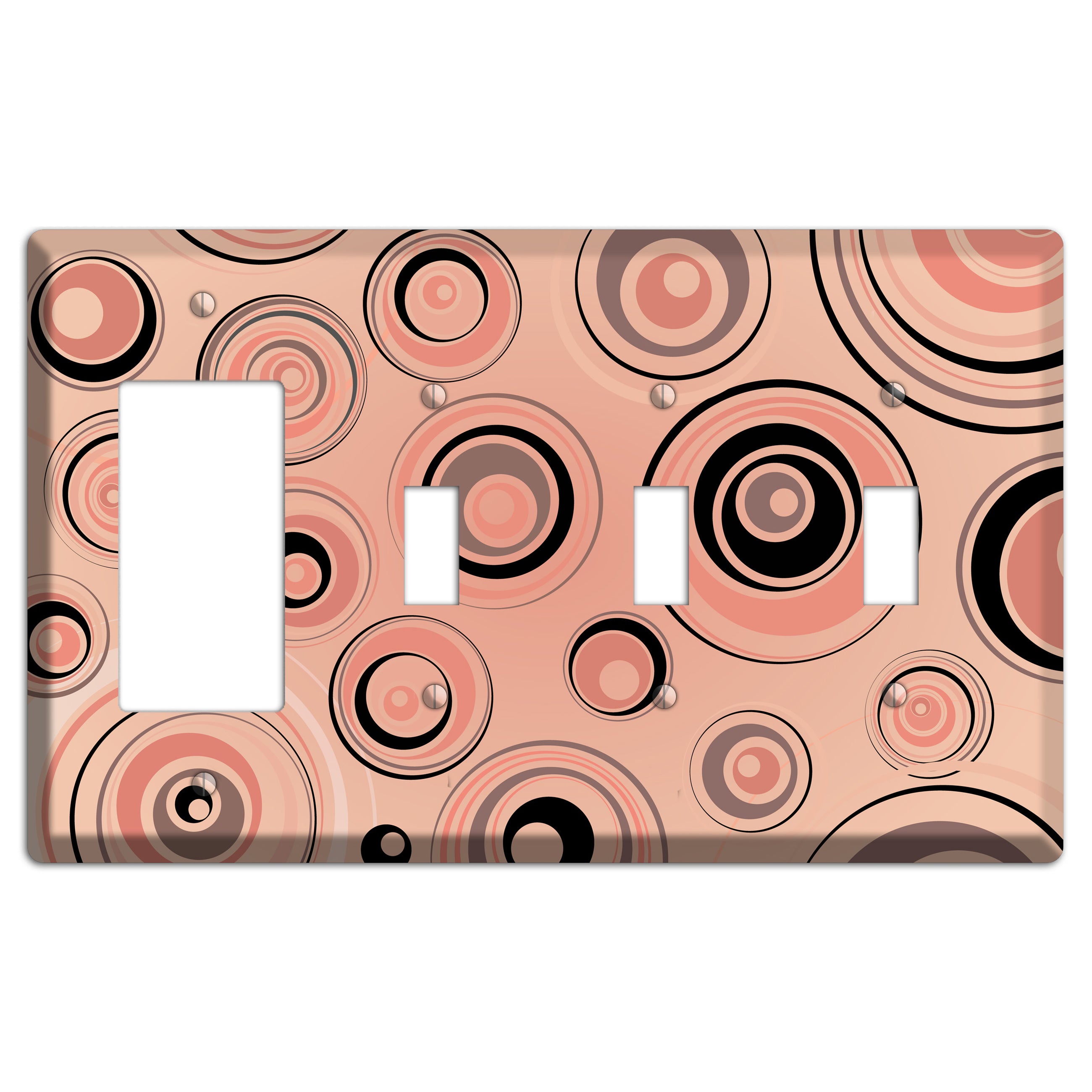 Salmon Circles Rocker / 3 Toggle Wallplate