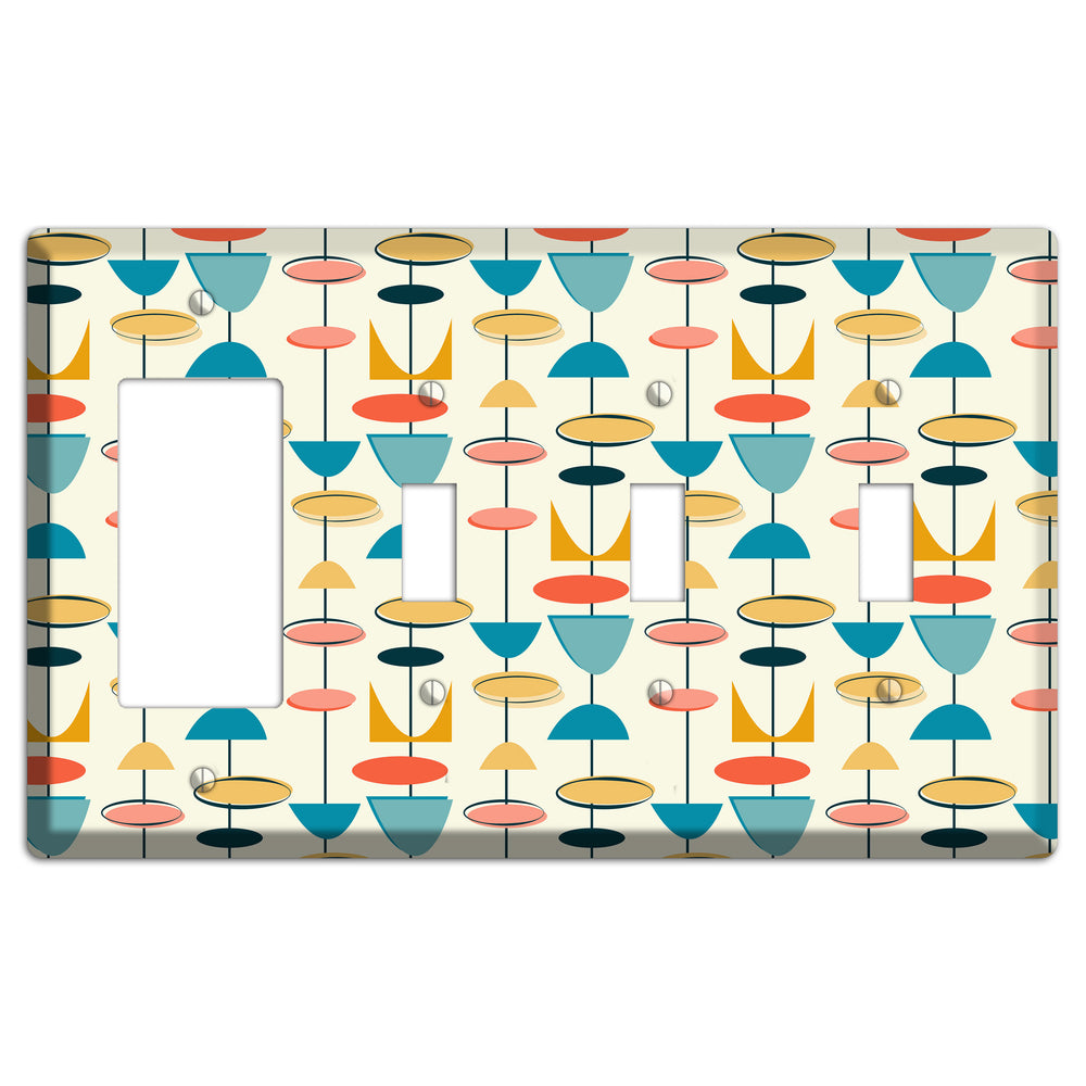 Retro Shapes Rocker / 3 Toggle Wallplate