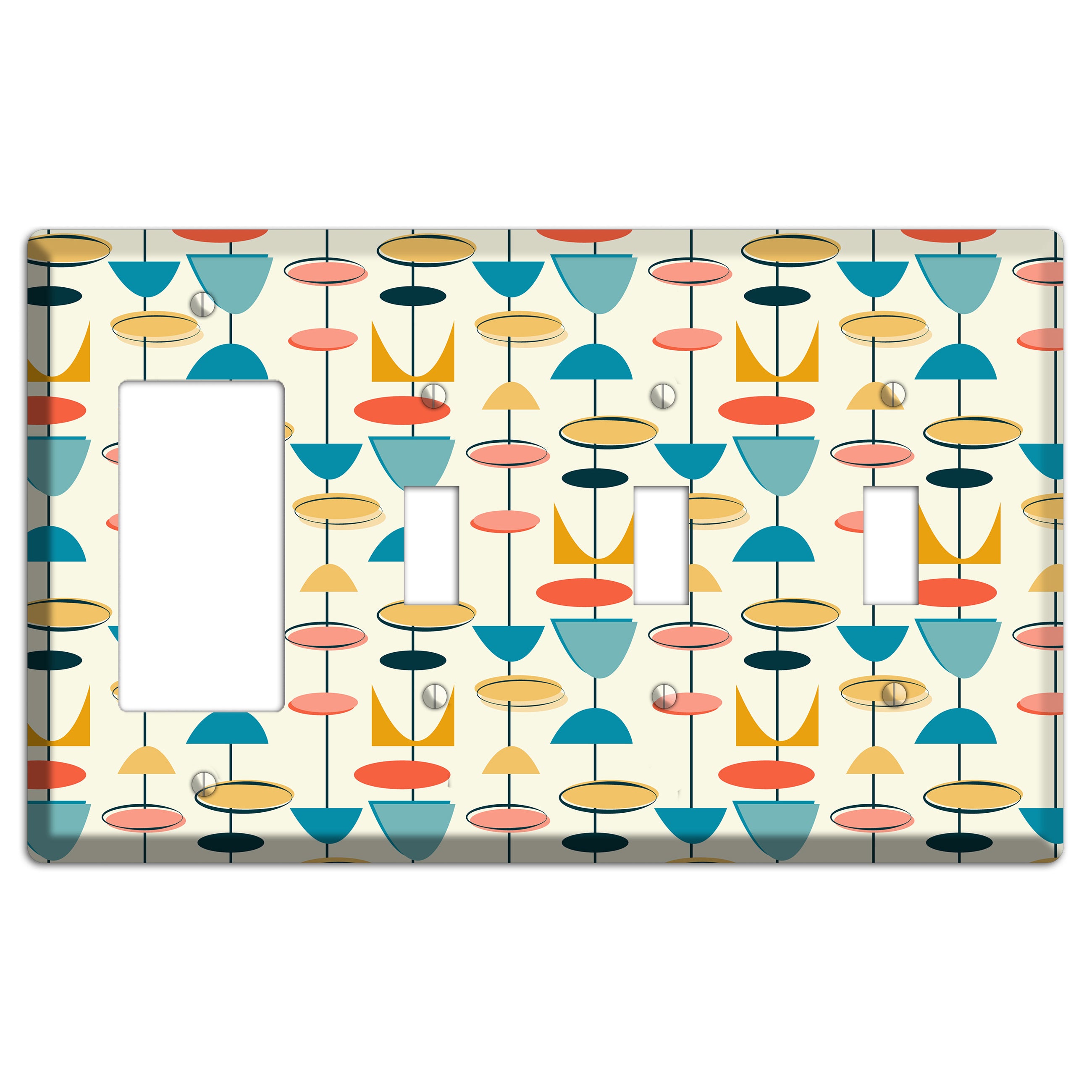 Retro Shapes Rocker / 3 Toggle Wallplate