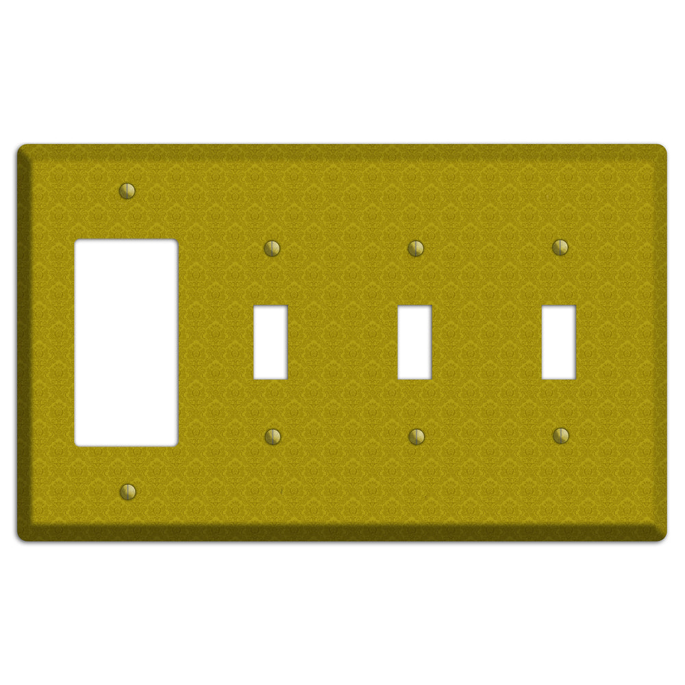 Mustard Cartouche Rocker / 3 Toggle Wallplate