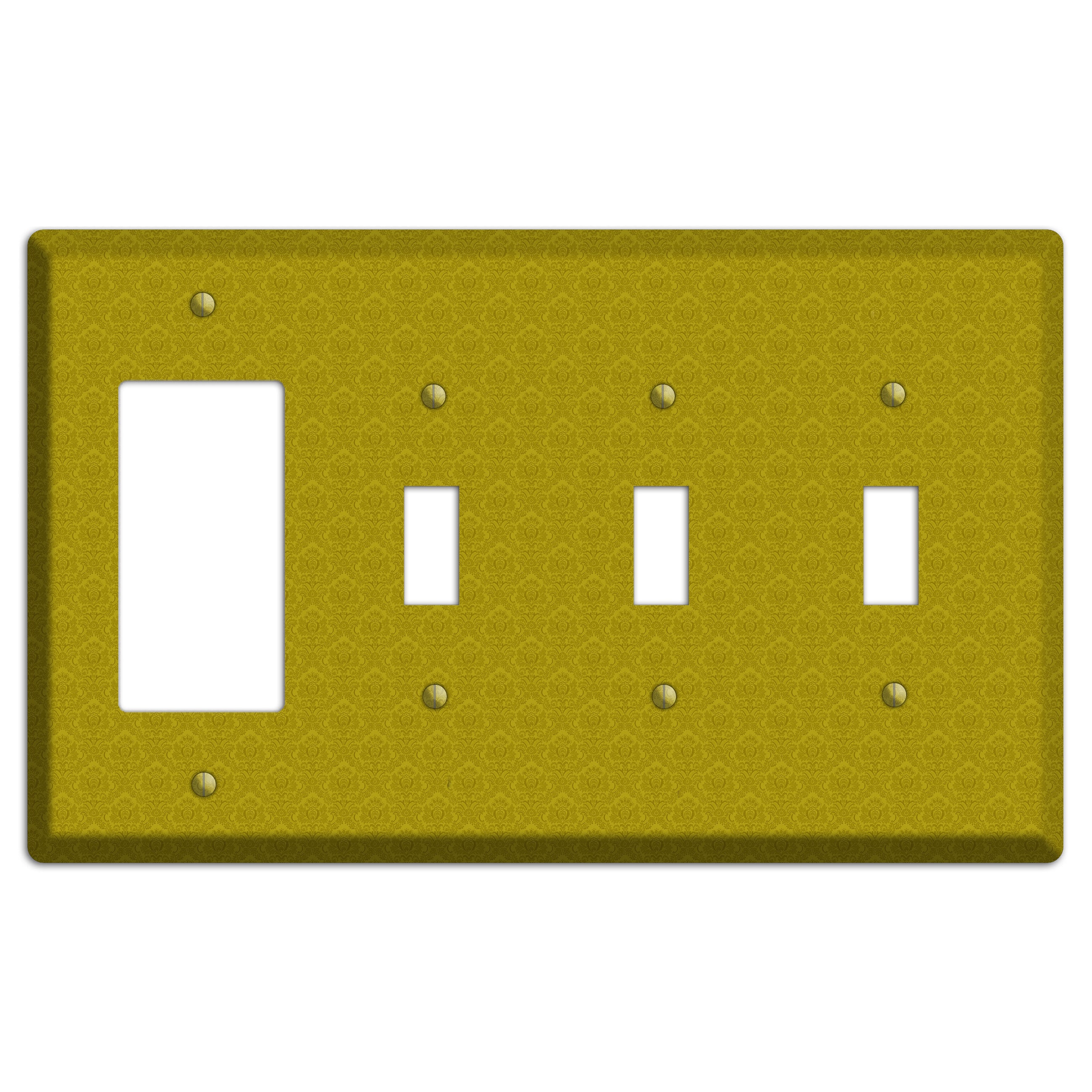 Mustard Cartouche Rocker / 3 Toggle Wallplate