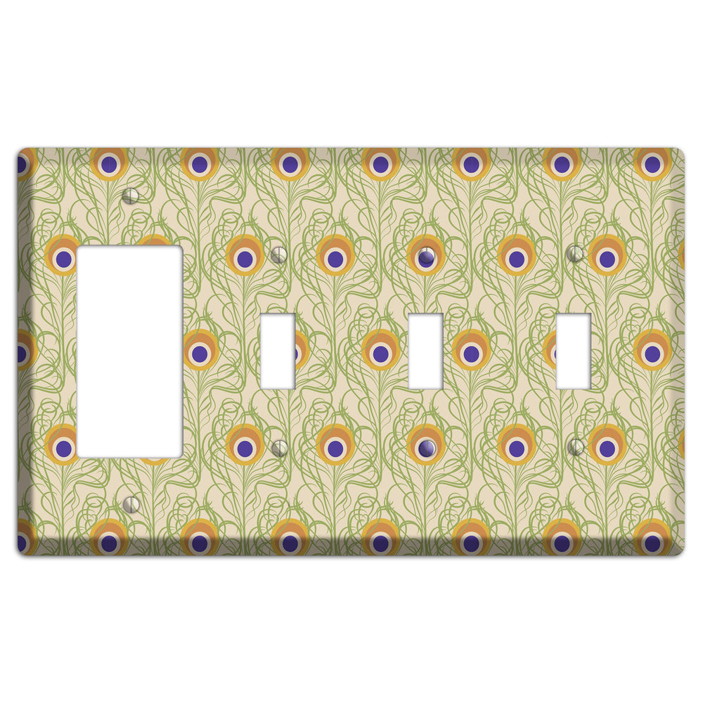 Nouveau Peacock Rocker / 3 Toggle Wallplate