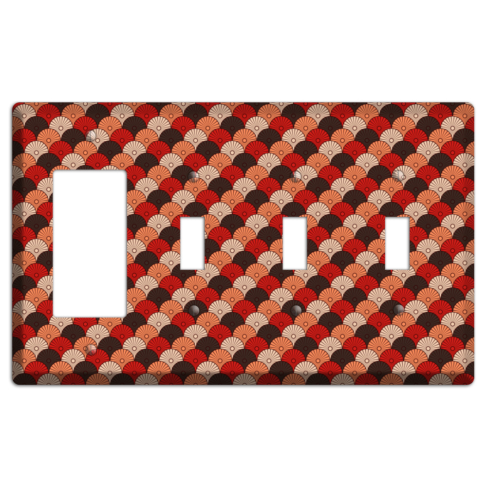 Asian Scallops Rocker / 3 Toggle Wallplate