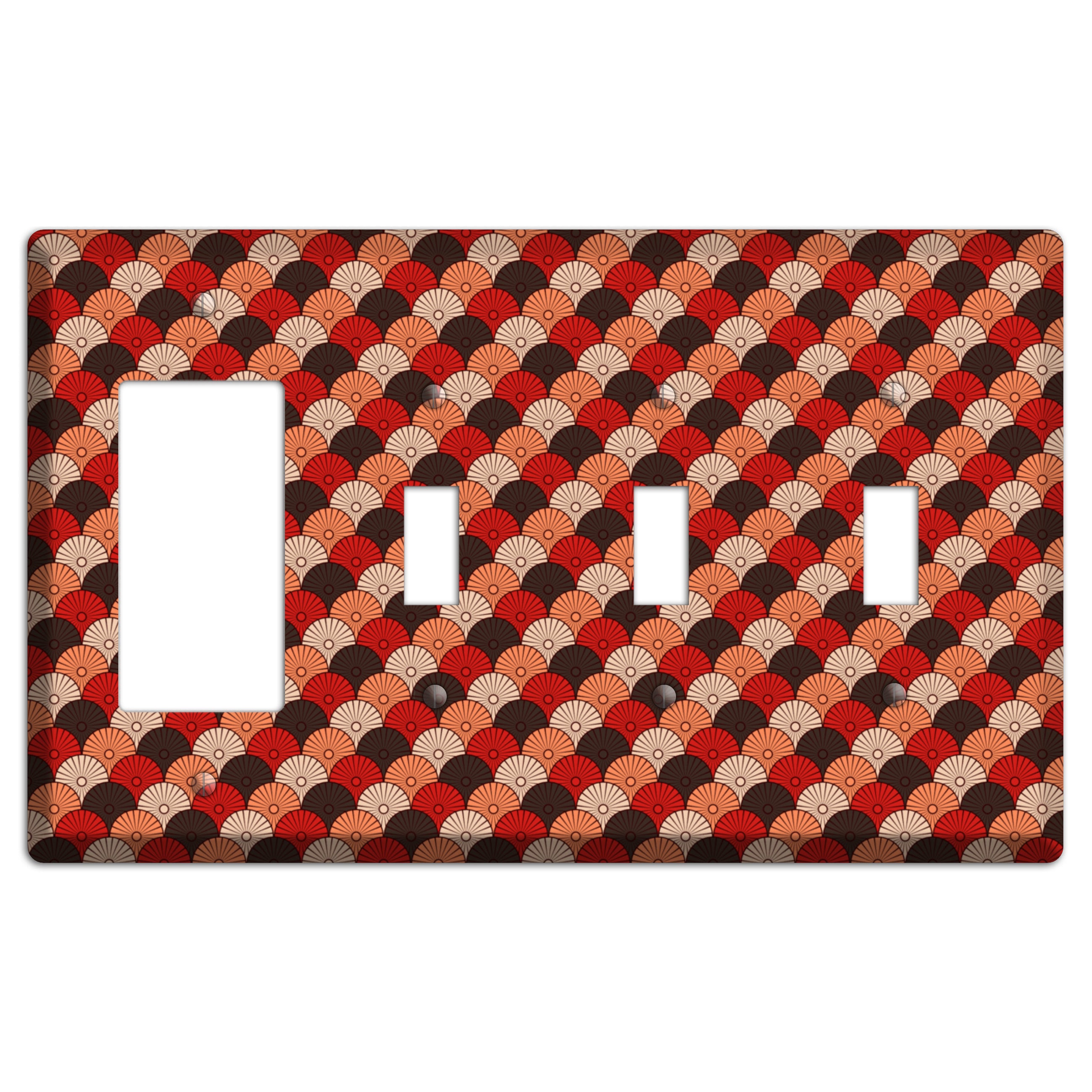 Asian Scallops Rocker / 3 Toggle Wallplate
