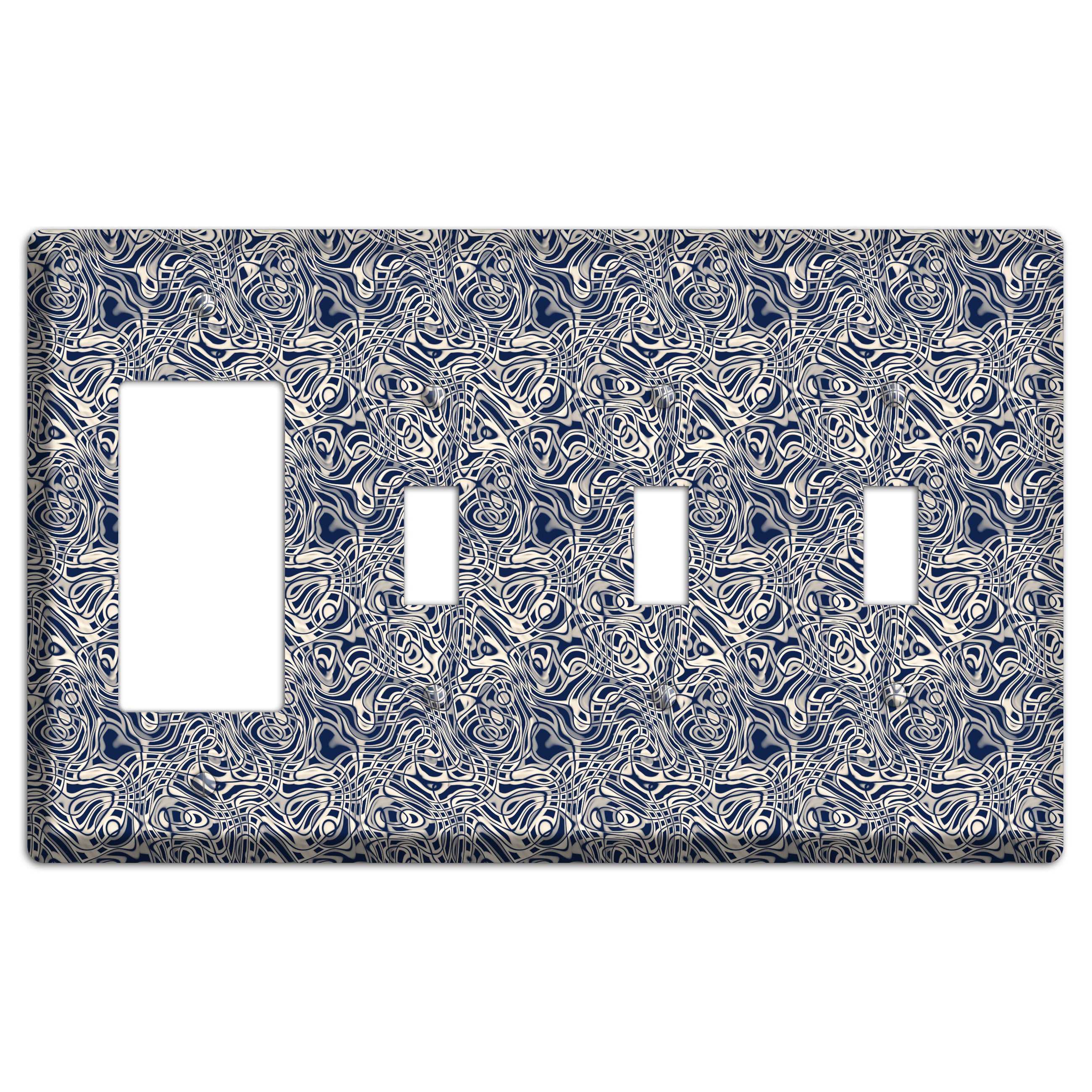 Blue Psychedelic Swirl Rocker / 3 Toggle Wallplate