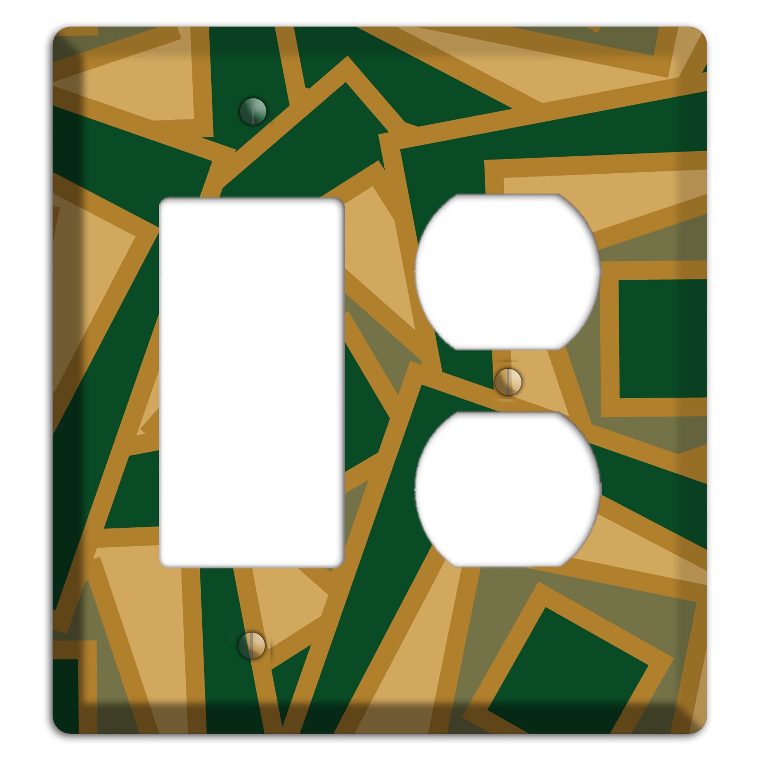Green and Beige Retro Cubist Rocker / Duplex Wallplate