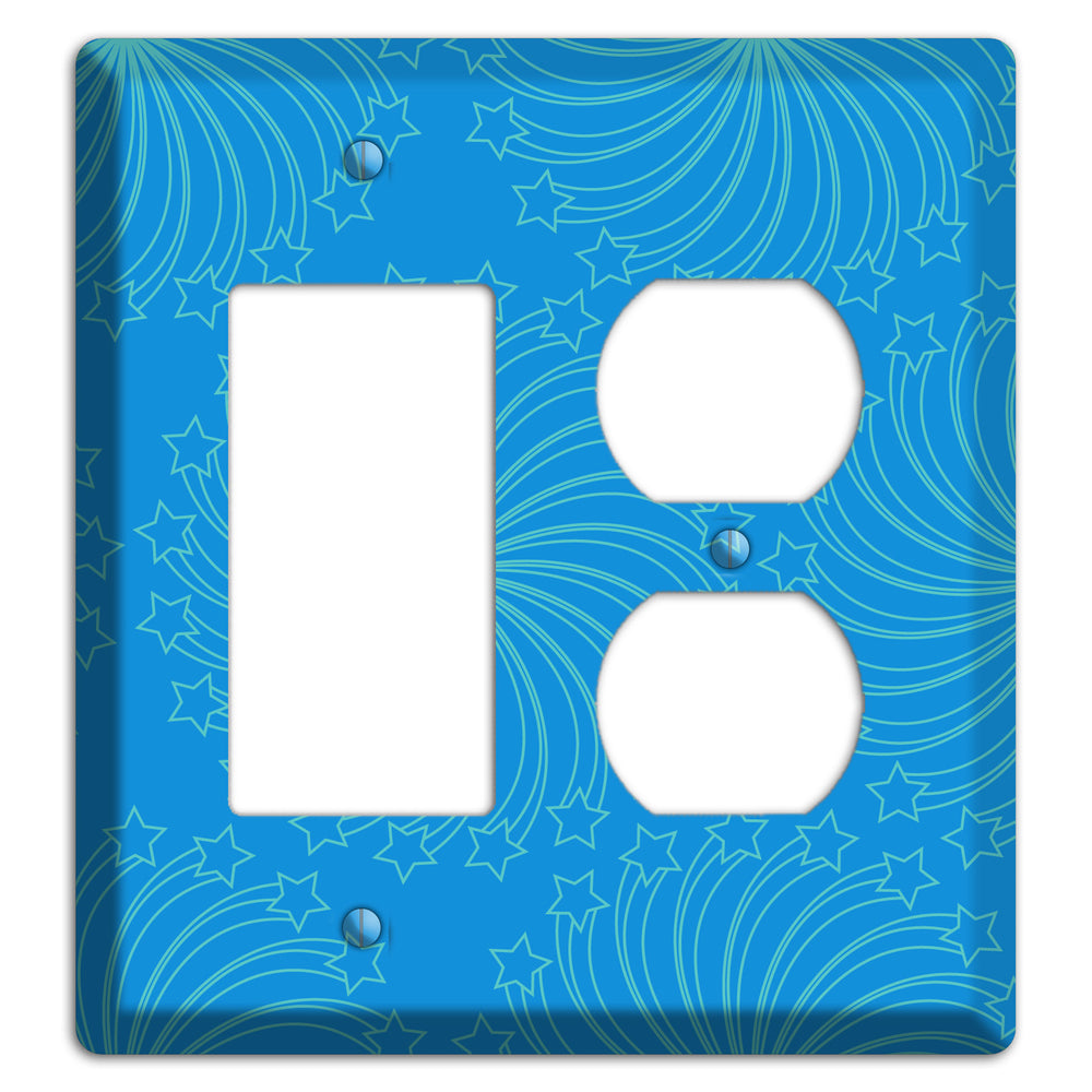 Multi Blue Star Swirl Rocker / Duplex Wallplate