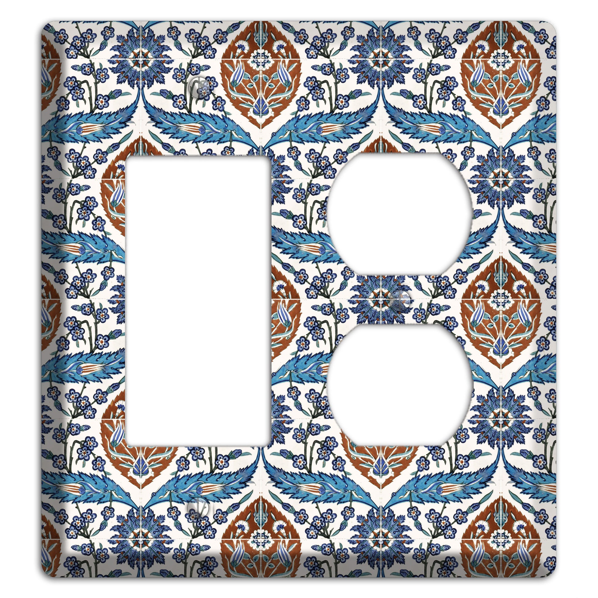 Ornate Feather Tile Rocker / Duplex Wallplate