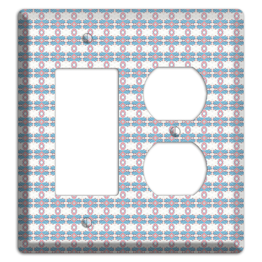 White with Faded Blue and Red Tapestry Rocker / Duplex Wallplate