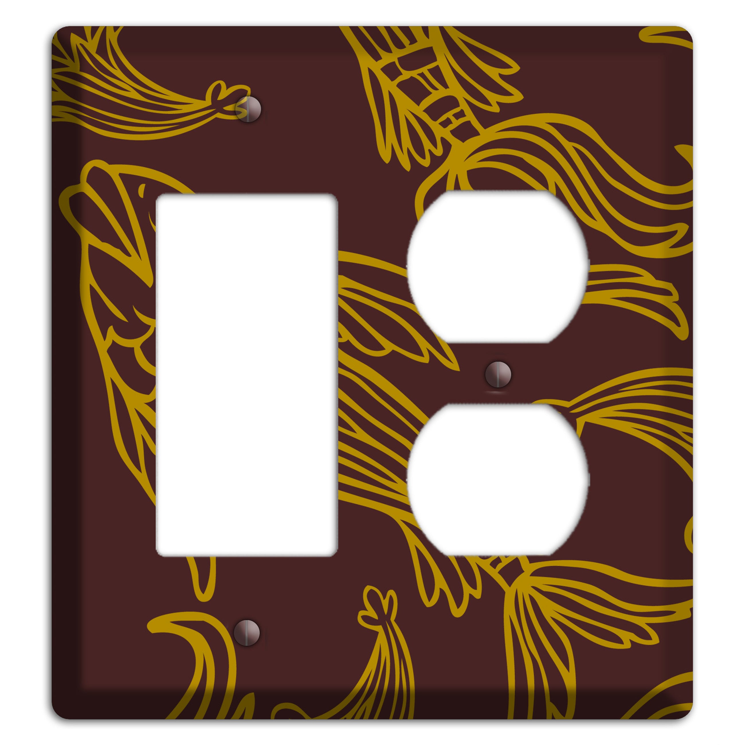 Brown and Beige Koi Rocker / Duplex Wallplate
