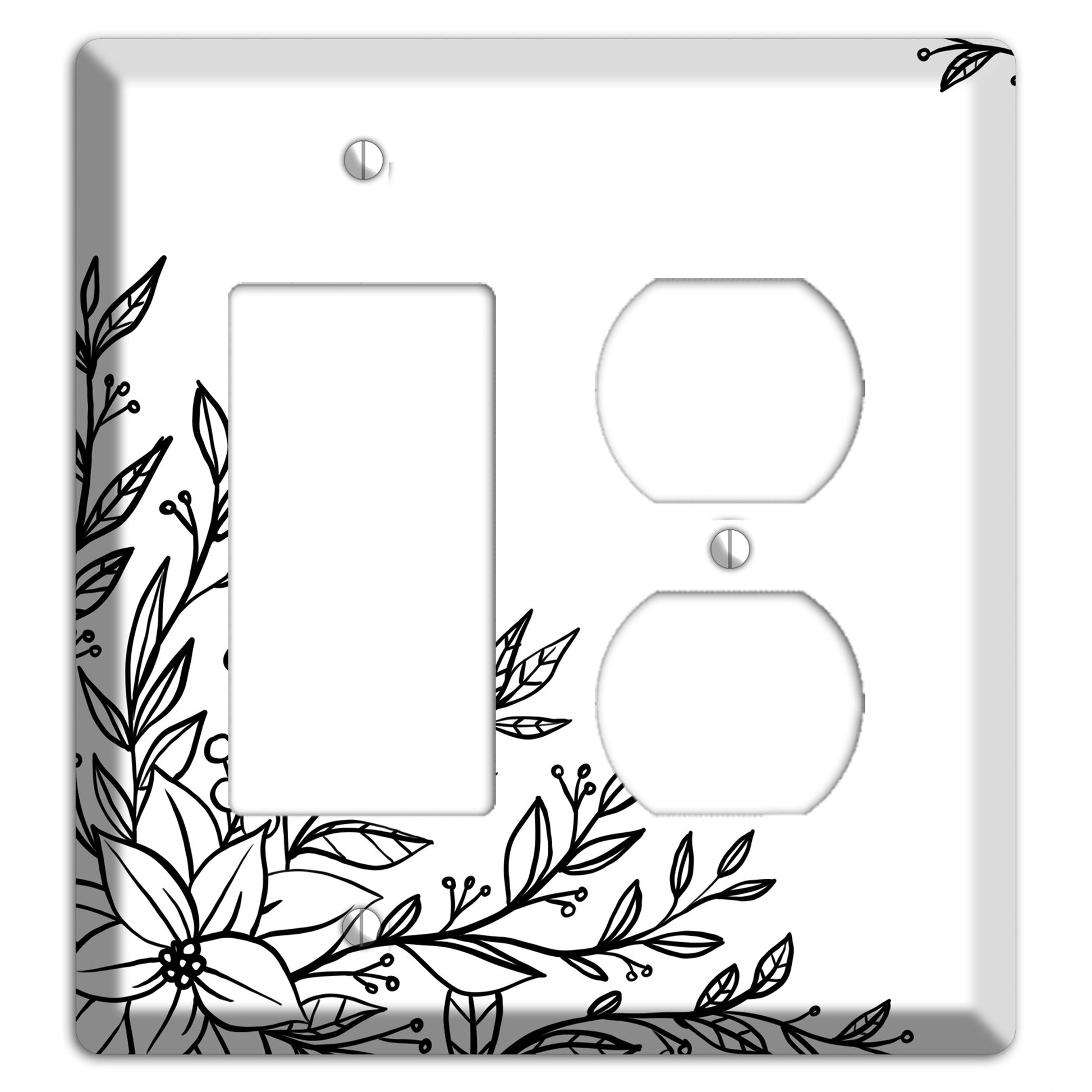 Hand-Drawn Floral 7 Rocker / Duplex Wallplate