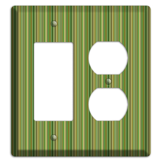 Multi Green Vertical Stripes Rocker / Duplex Wallplate