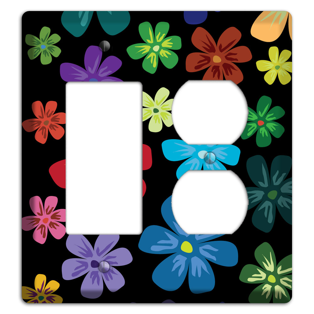 Green Flowers Rocker / Duplex Wallplate