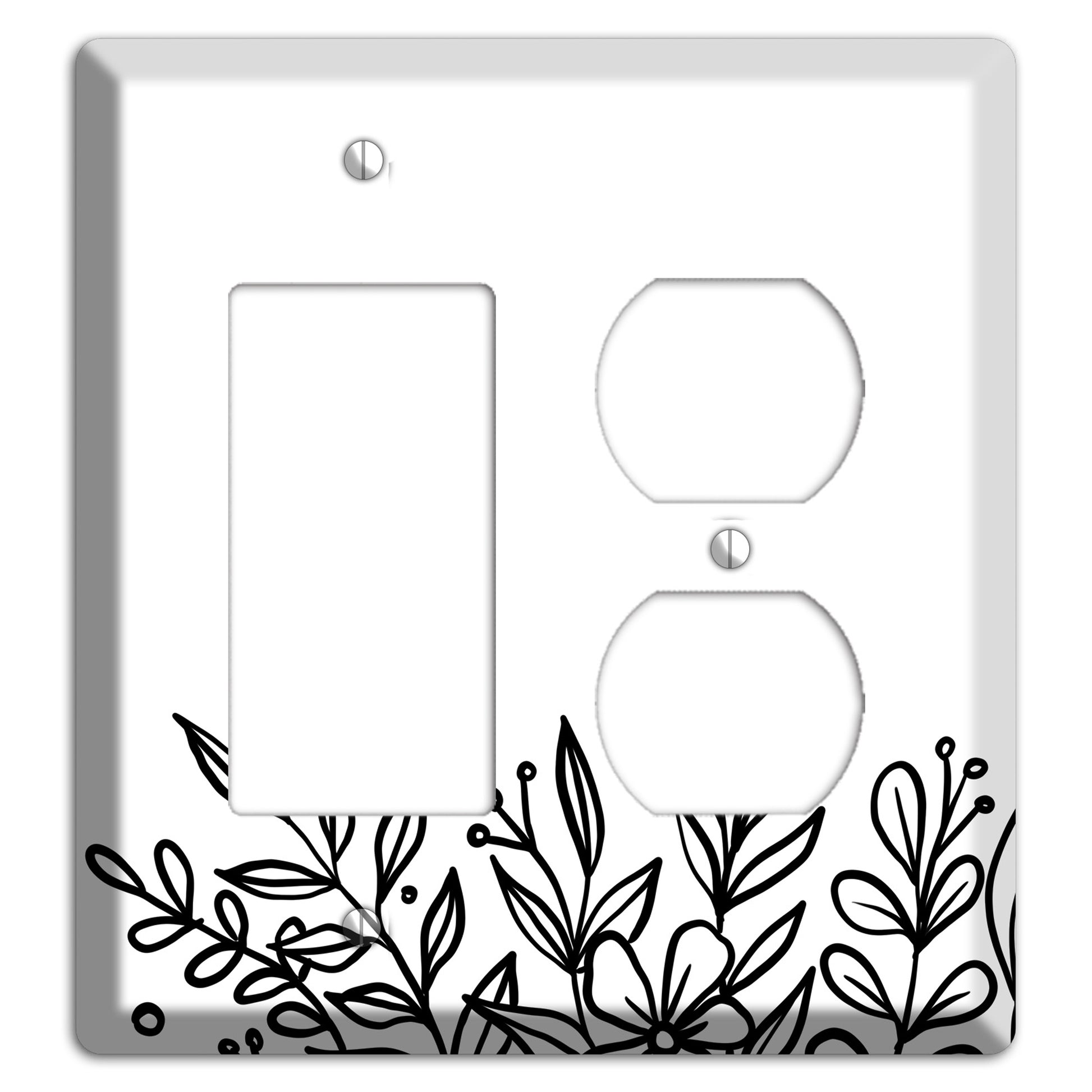 Hand-Drawn Floral 11 Rocker / Duplex Wallplate