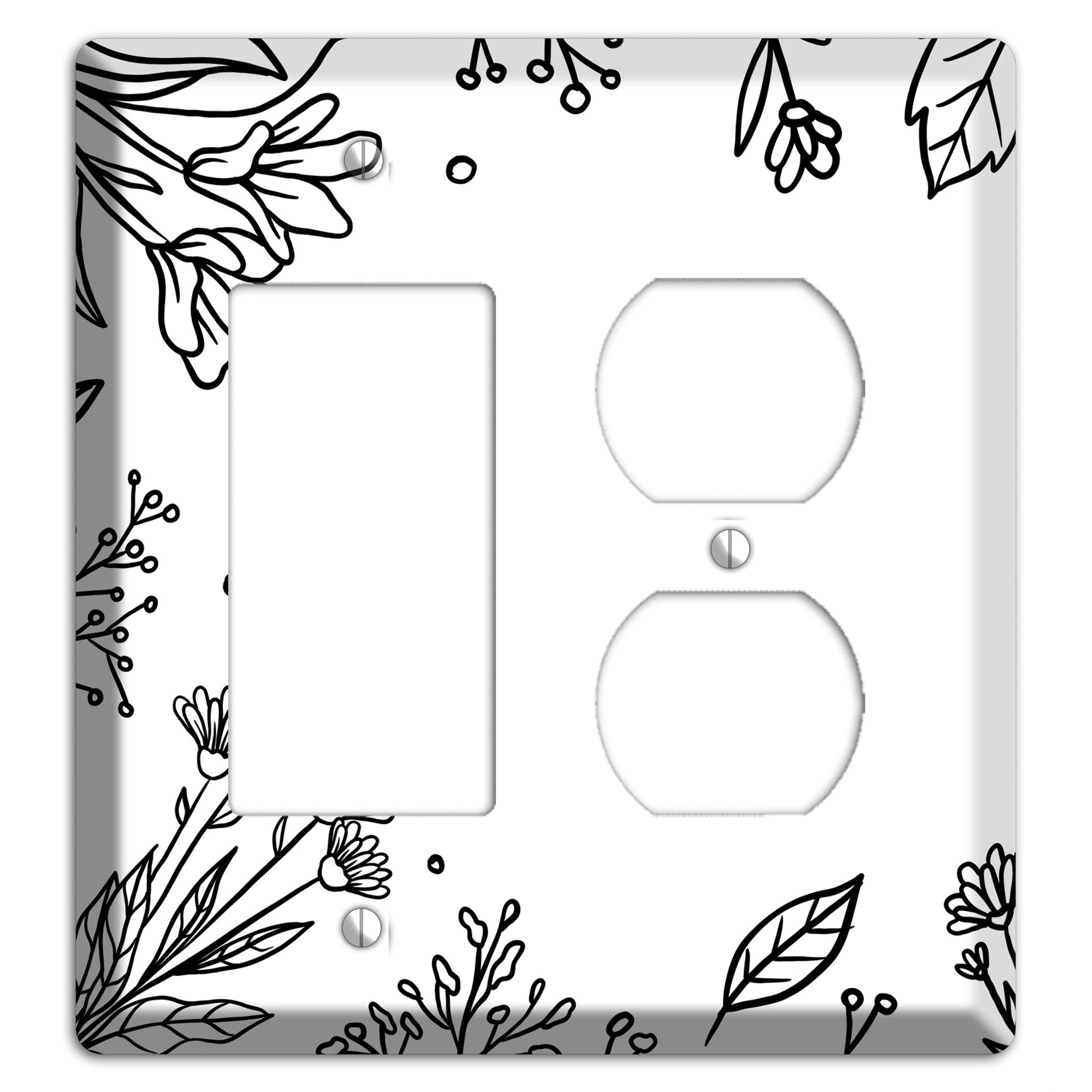 Hand-Drawn Floral 30 Rocker / Duplex Wallplate