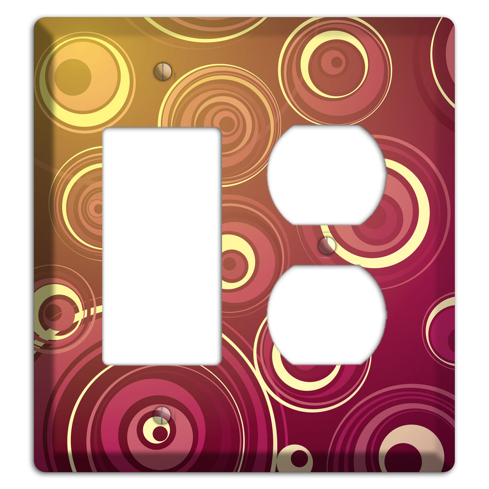 Maroon and Yellow Circles Rocker / Duplex Wallplate