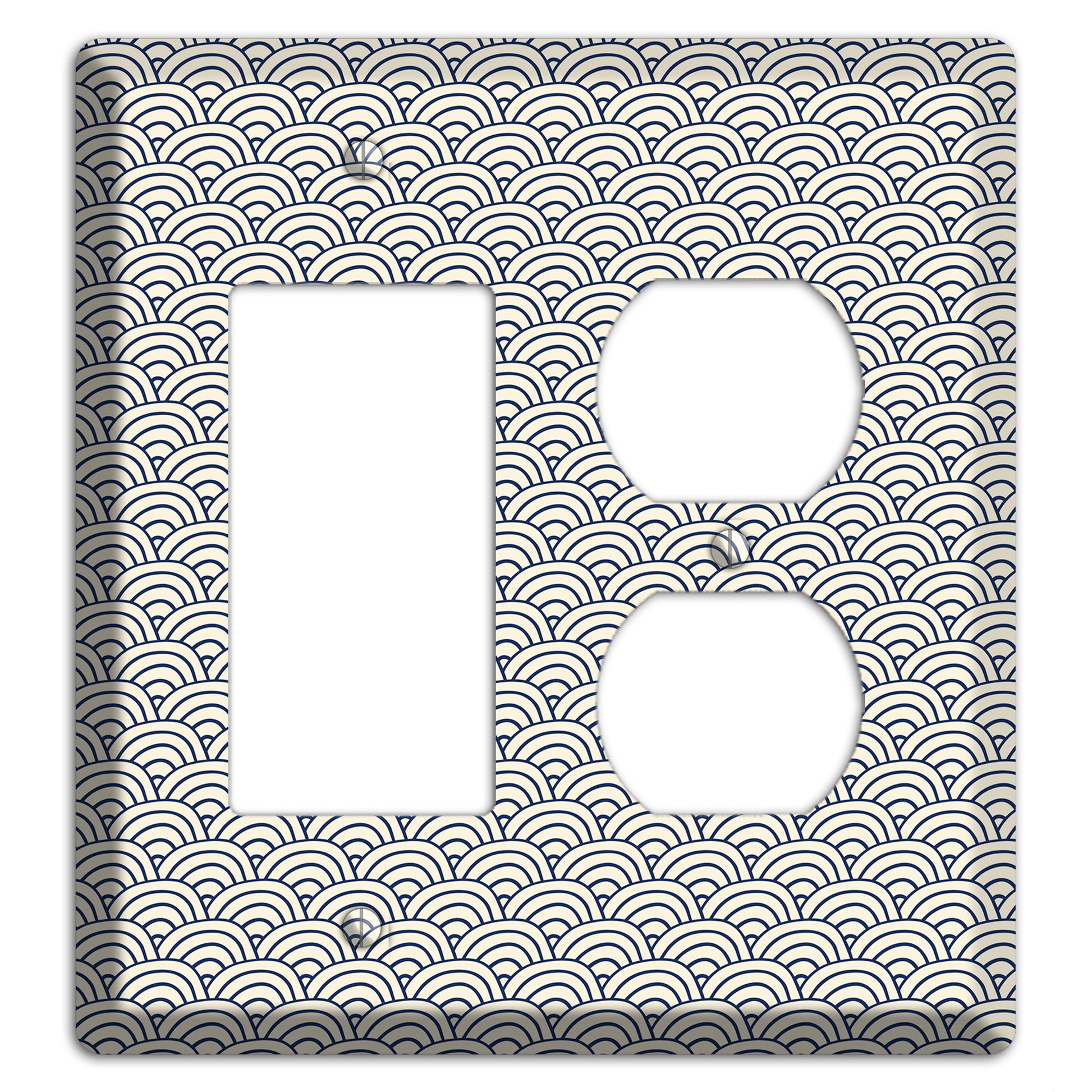 Beige Scallop Print Rocker / Duplex Wallplate