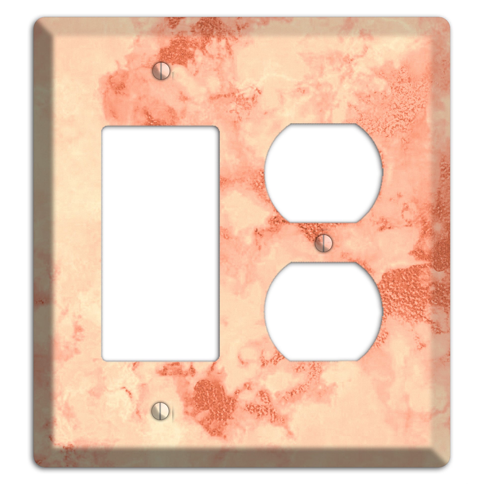 Apricot Peach Marble Rocker / Duplex Wallplate