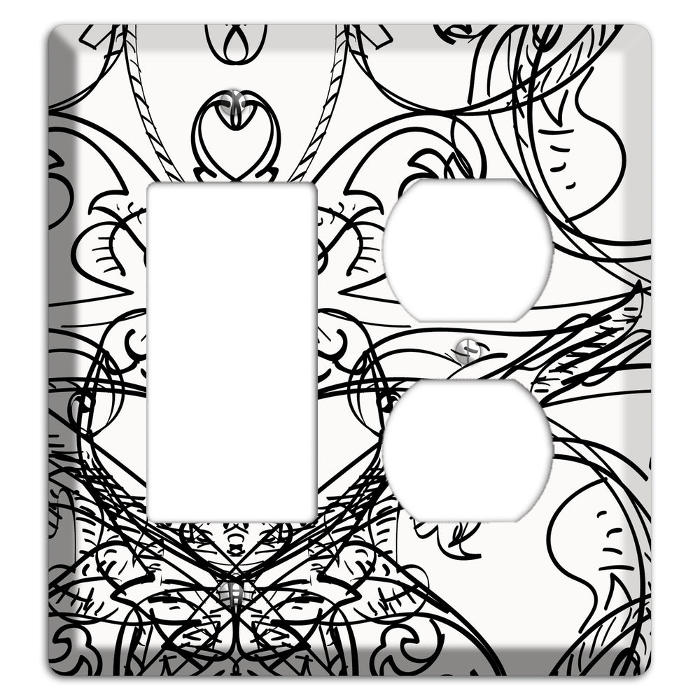 White Deco Sketch Rocker / Duplex Wallplate