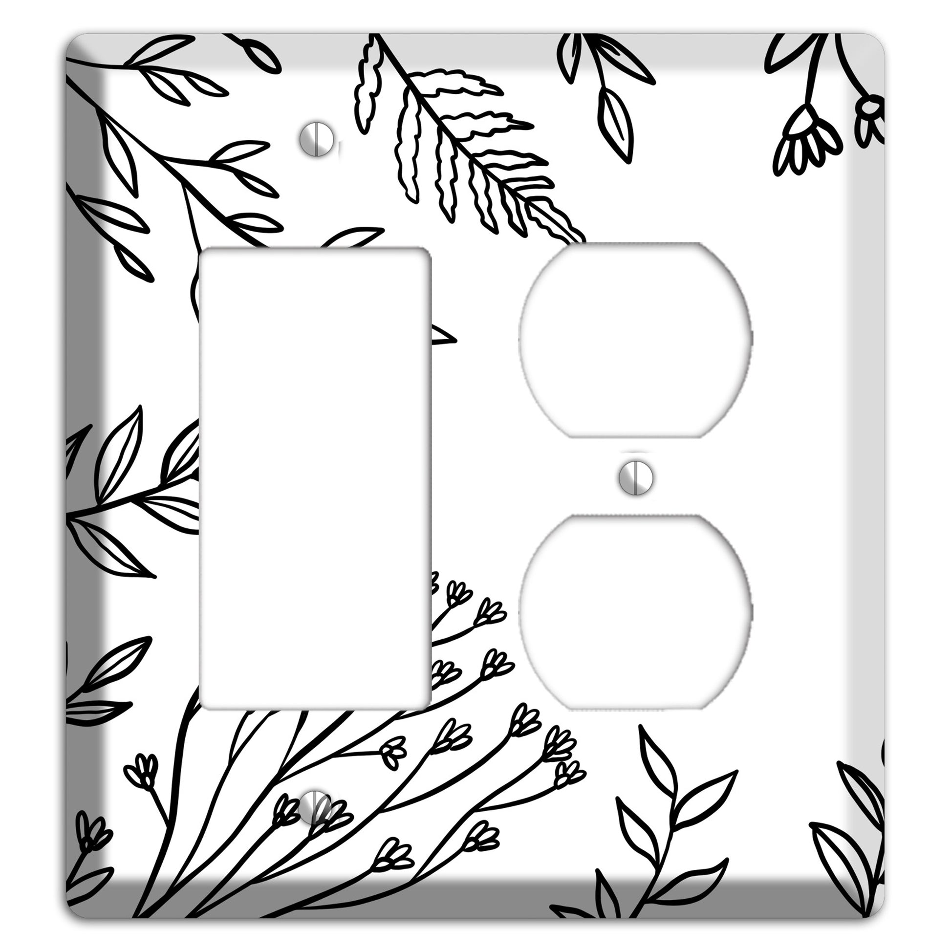 Hand-Drawn Floral 38 Rocker / Duplex Wallplate