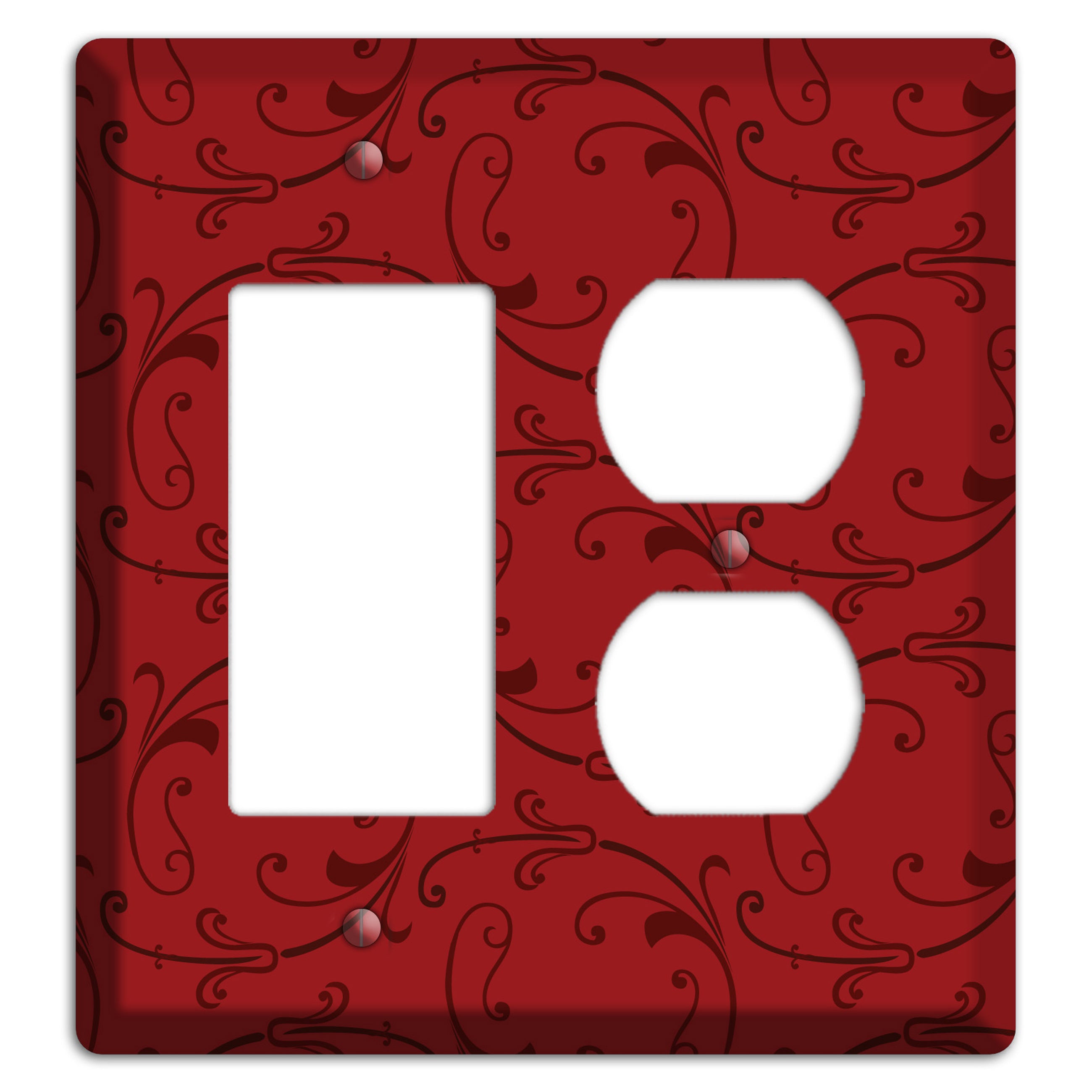 Red Victorian Sprig Rocker / Duplex Wallplate
