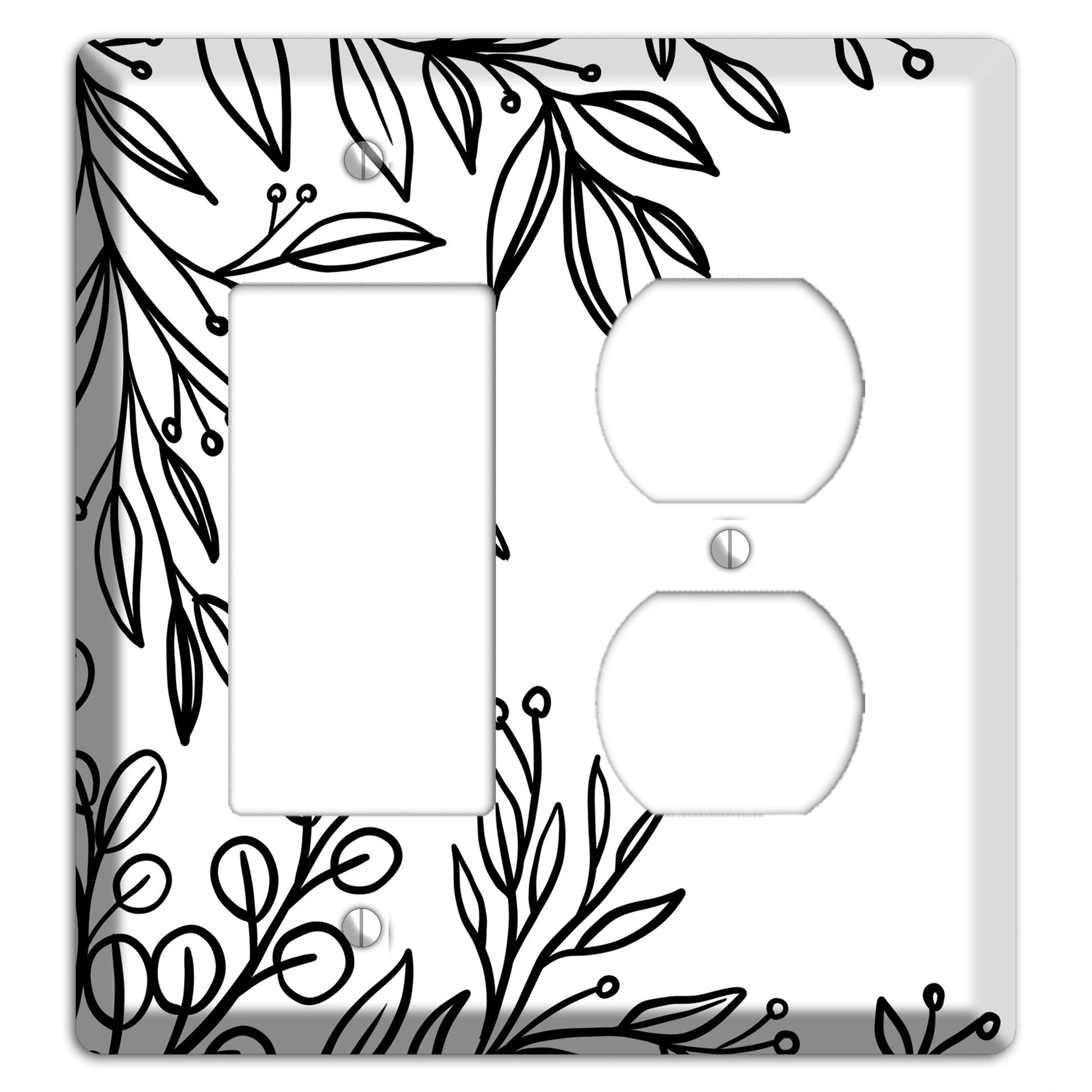 Hand-Drawn Floral 1 Rocker / Duplex Wallplate