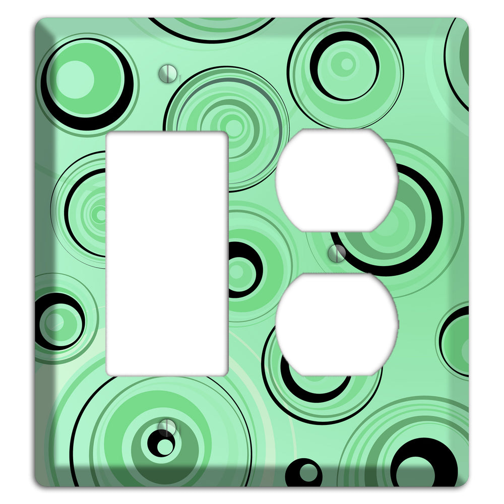 Mint Green Circles Rocker / Duplex Wallplate