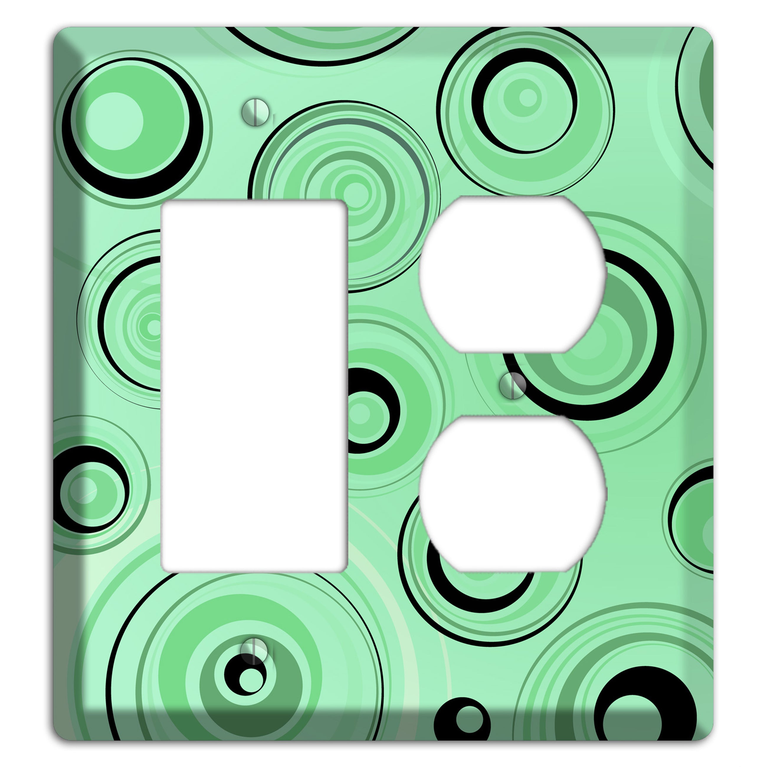 Mint Green Circles Rocker / Duplex Wallplate