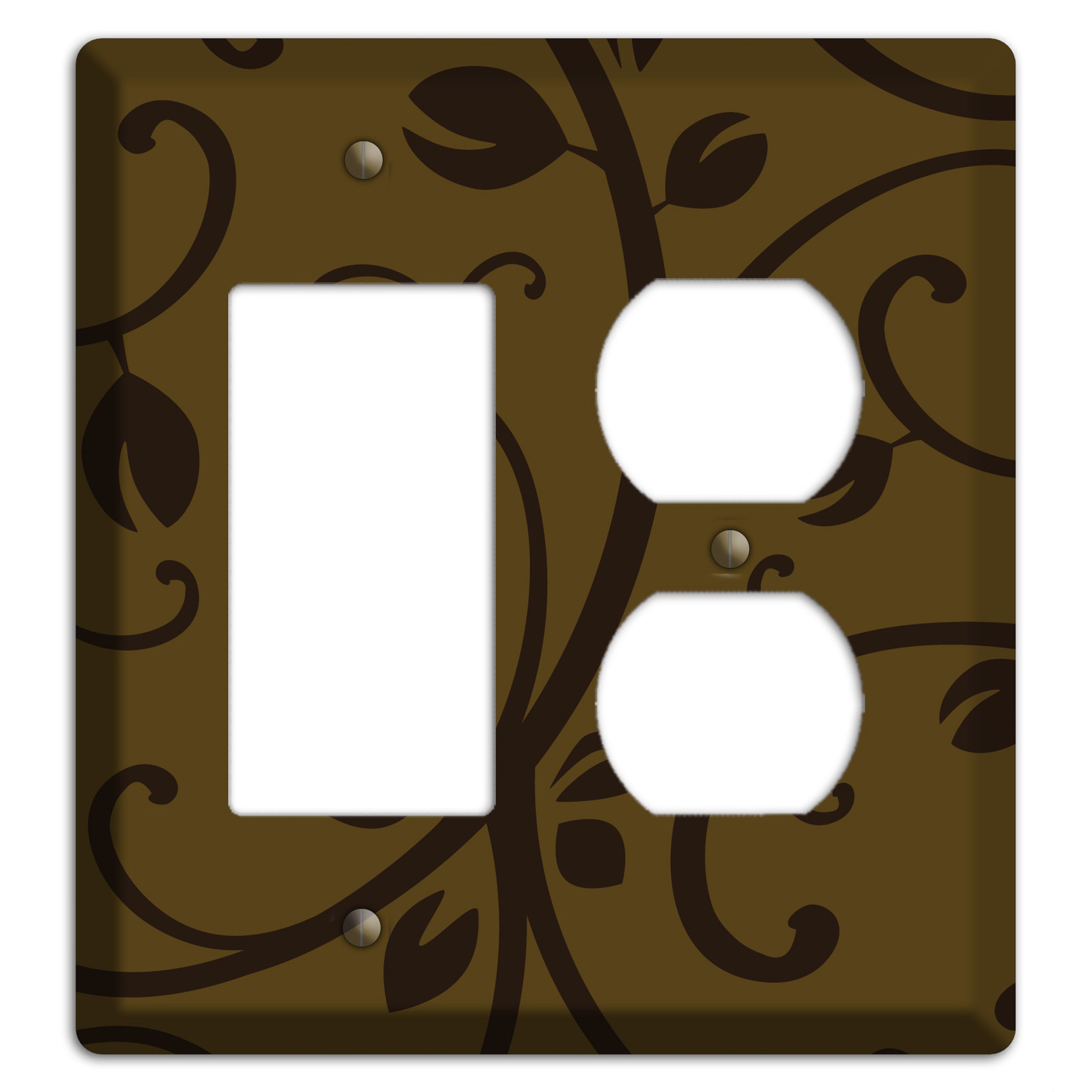 Brown Bud Sprig Rocker / Duplex Wallplate