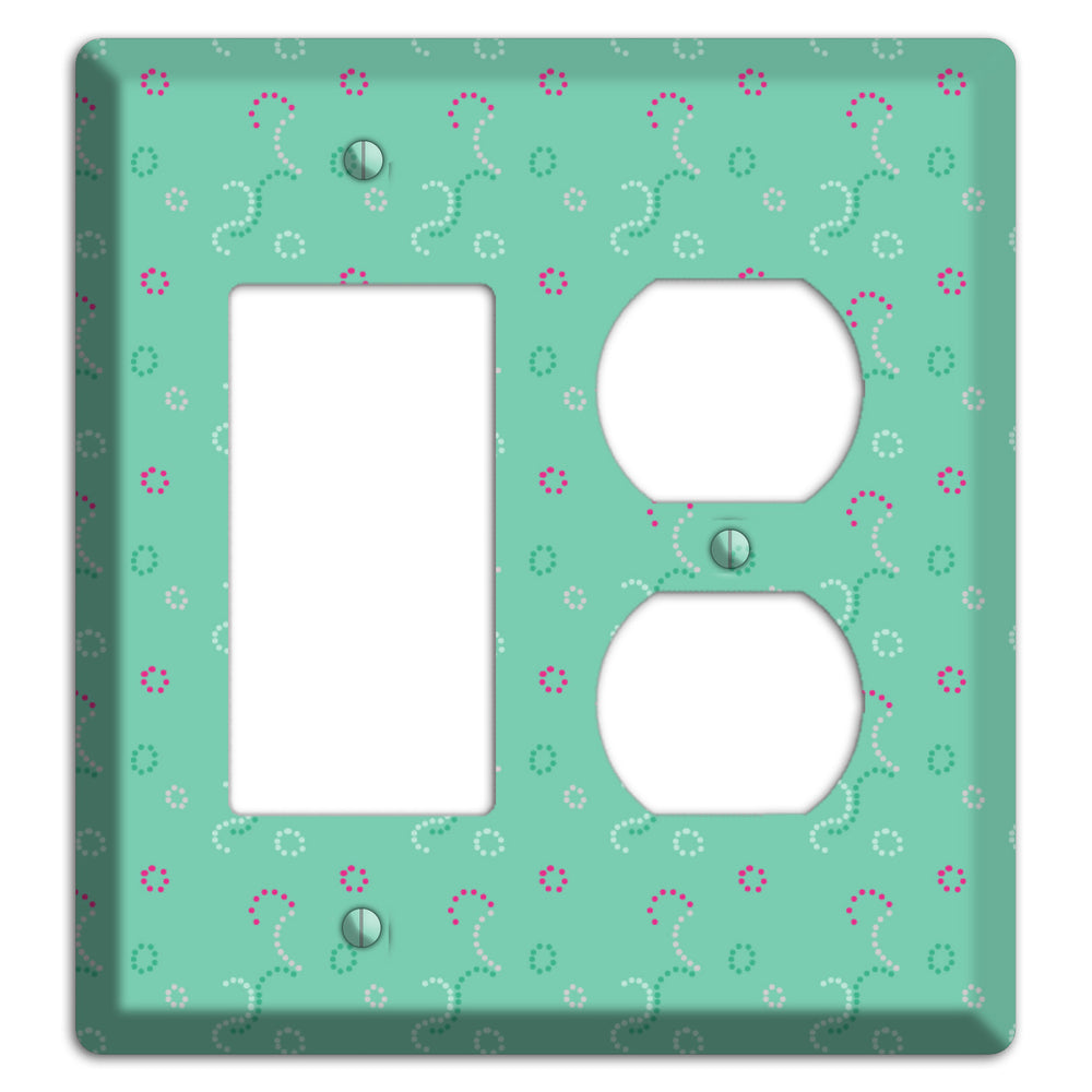 Multi Aqua with Fuschia Stipple Rocker / Duplex Wallplate