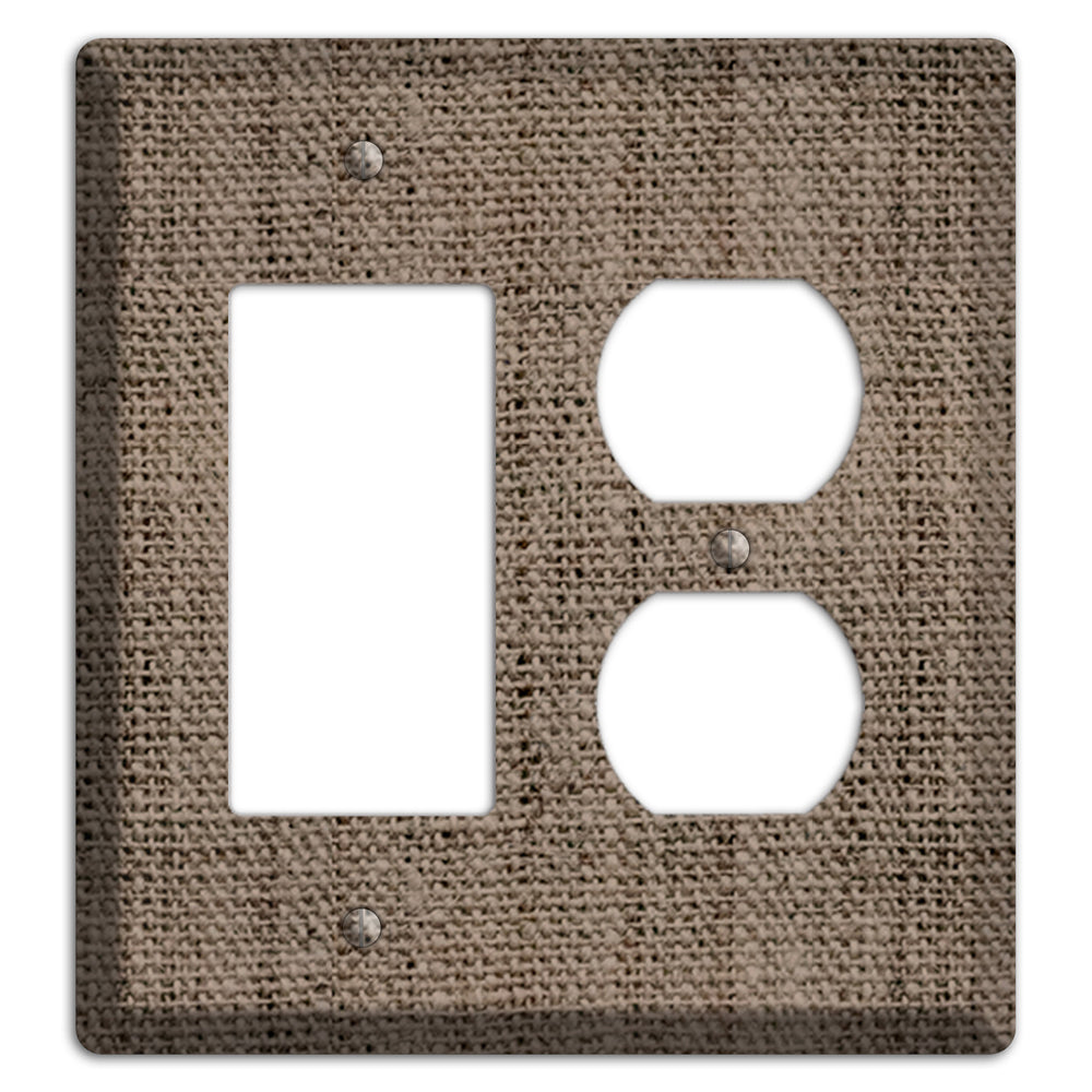 Coffee Burlap Rocker / Duplex Wallplate