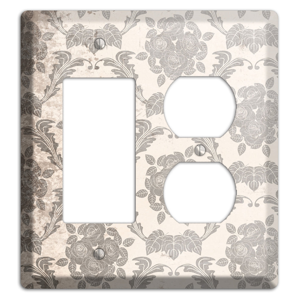 Pearl Bush Vintage Rose Damask Rocker / Duplex Wallplate