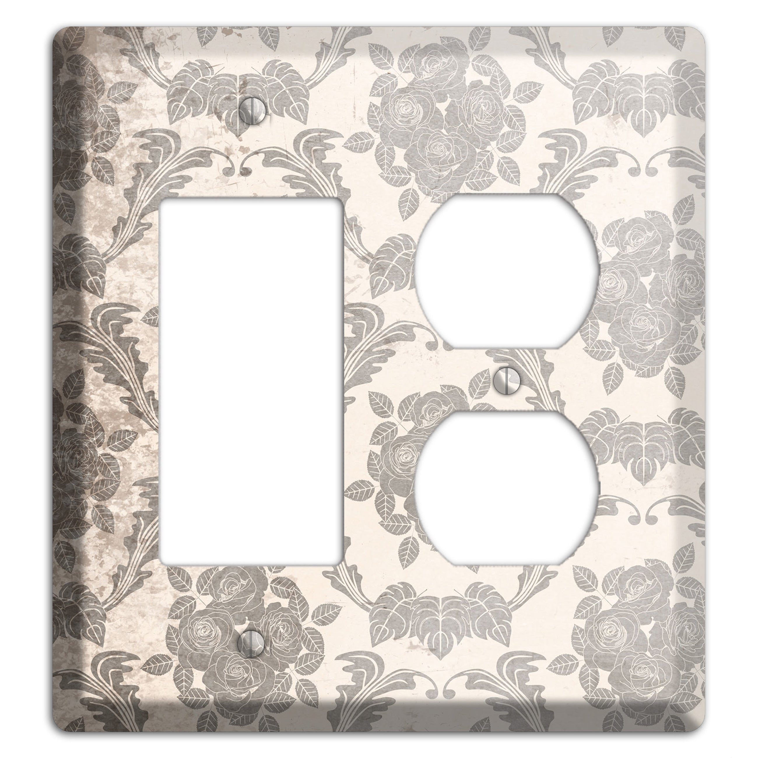 Pearl Bush Vintage Rose Damask Rocker / Duplex Wallplate